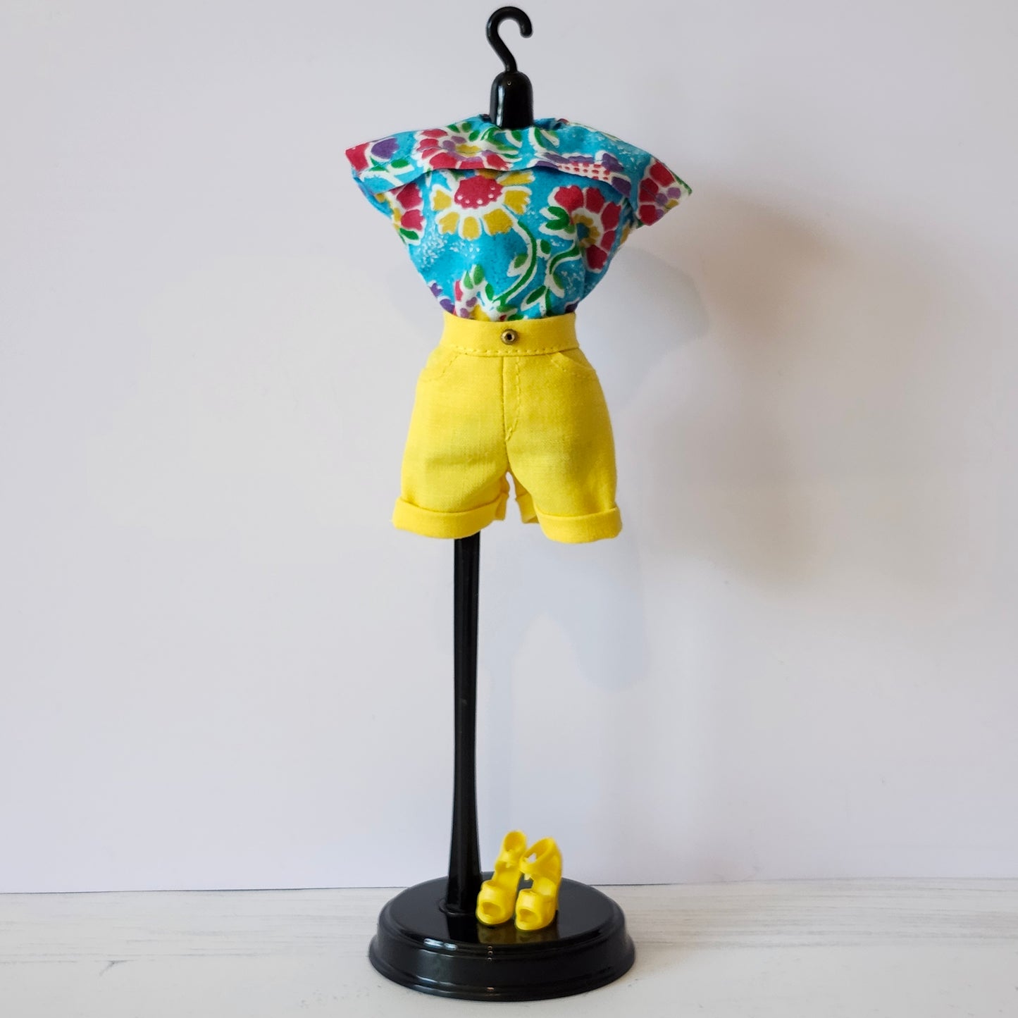 Yellow Shorts and Floral Blouse for 11 1/2"fashion dolls