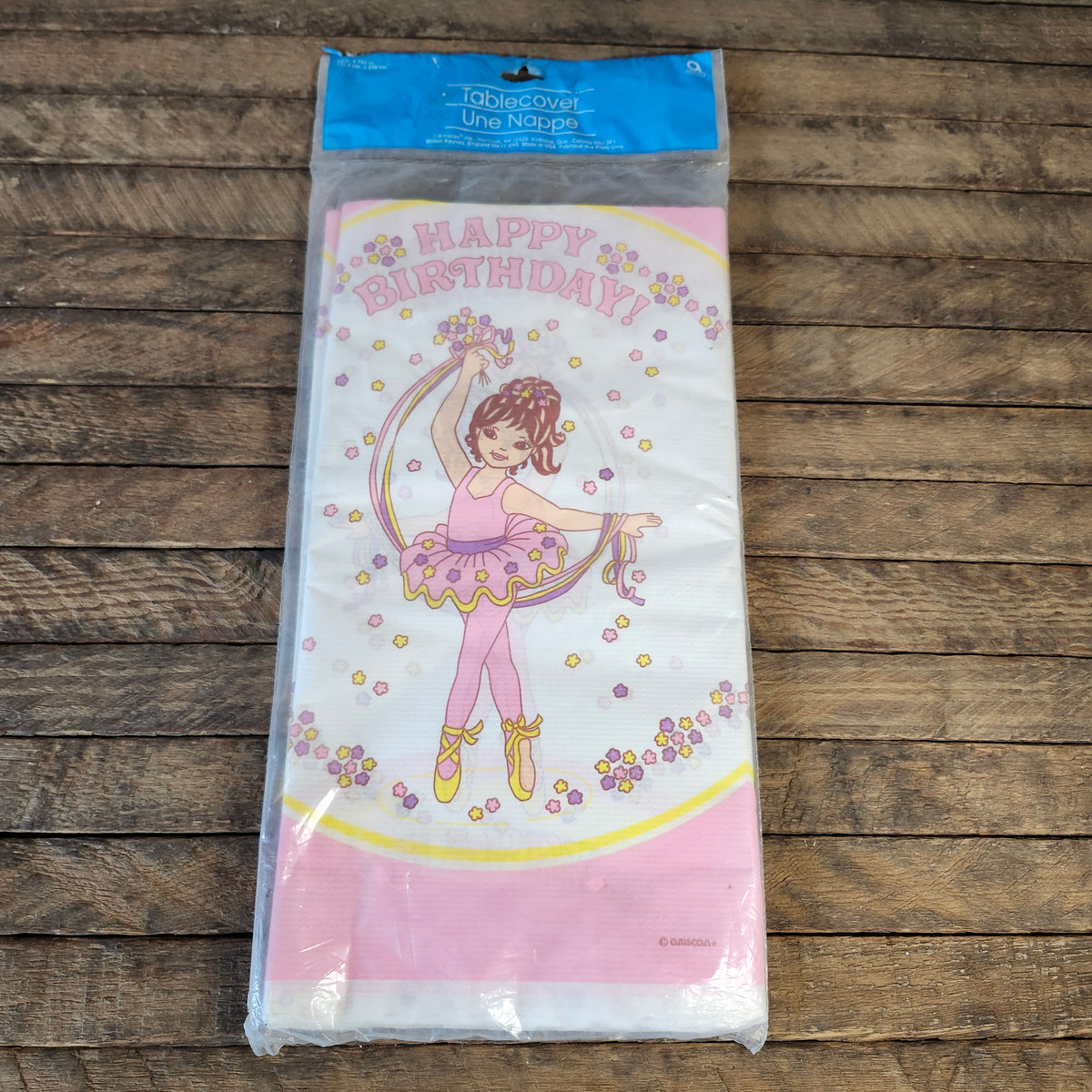 Vintage Happy Birthday Ballerina Girl Table Cover