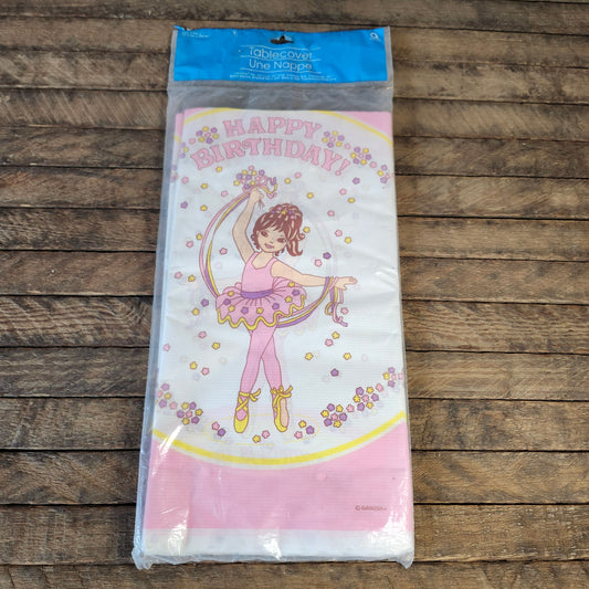 Vintage Happy Birthday Ballerina Girl Table Cover