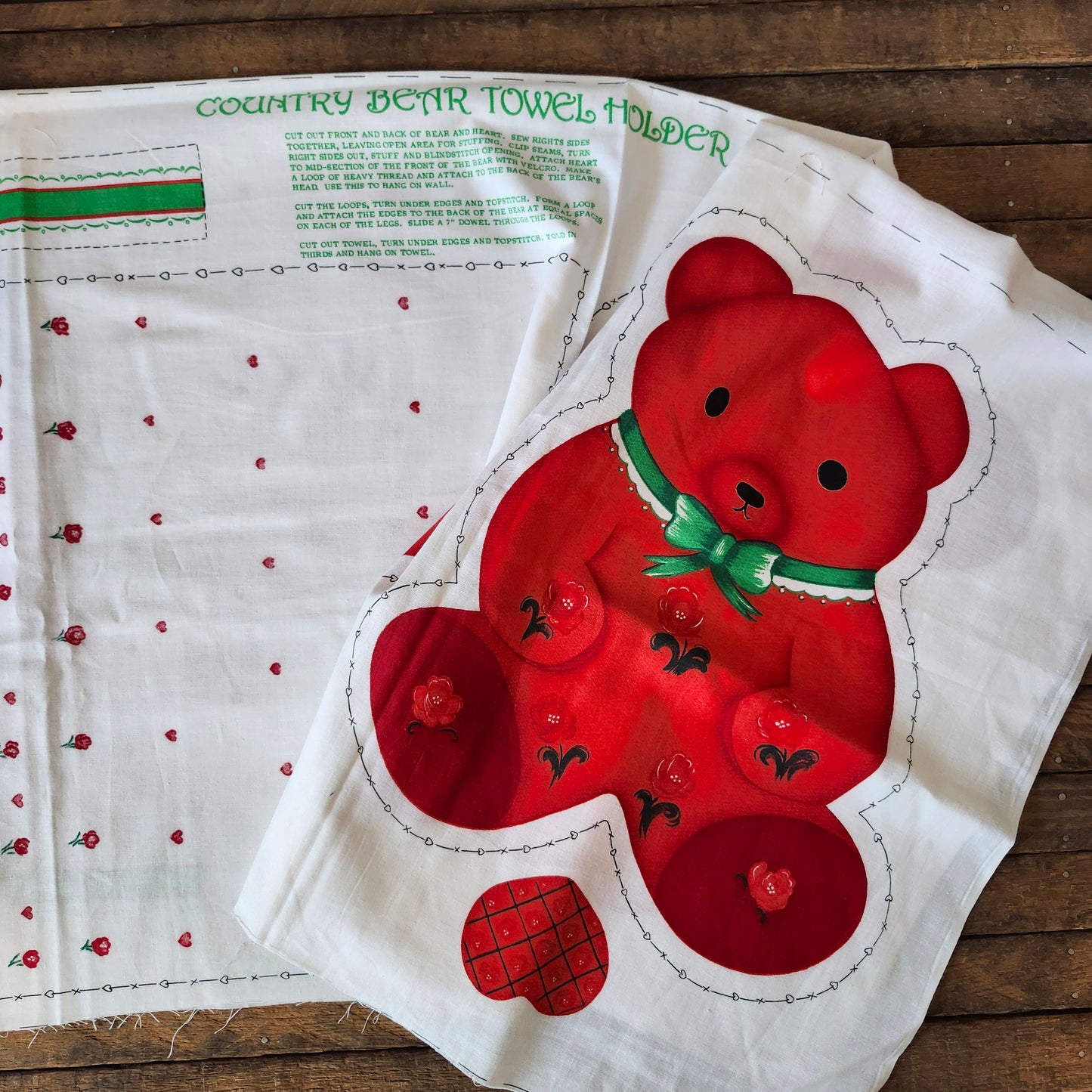 Country Bear Towel Holder Cut and Sew Panel