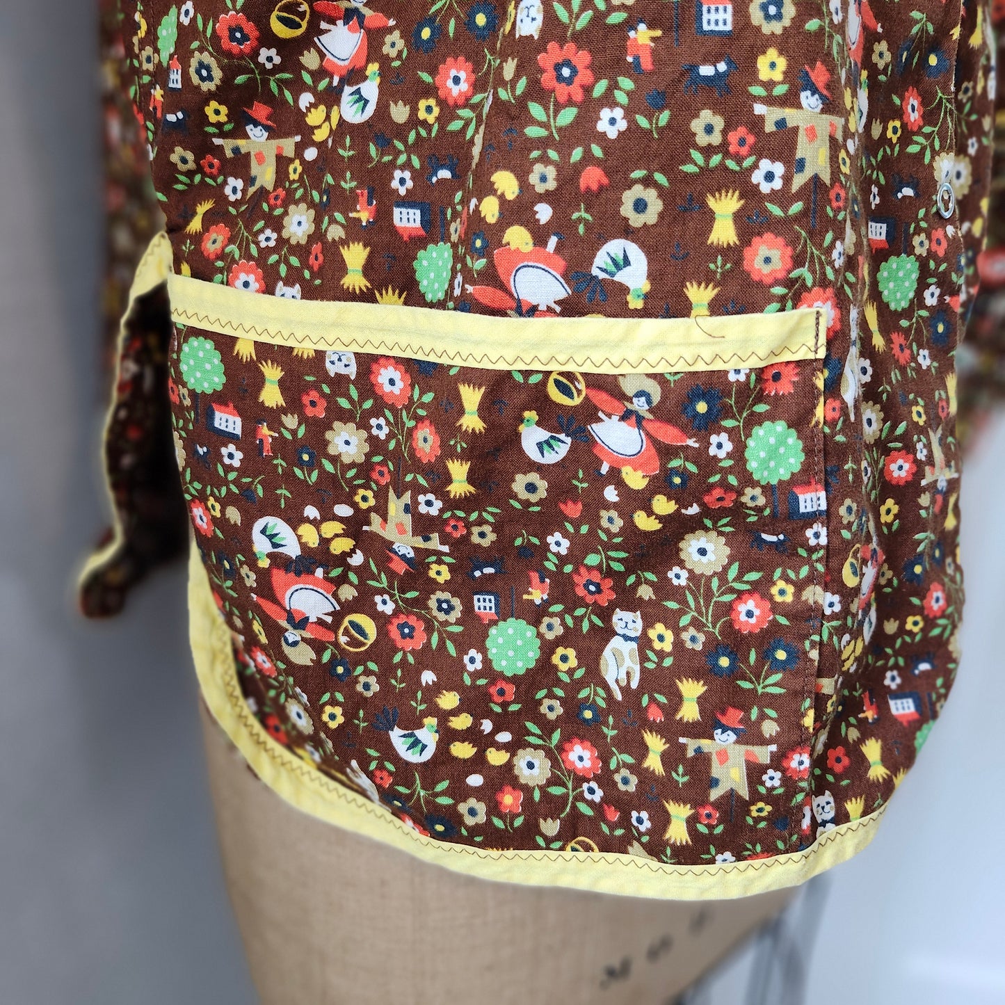 Brown Fall Print Vintage Smock/Cobblers Apron