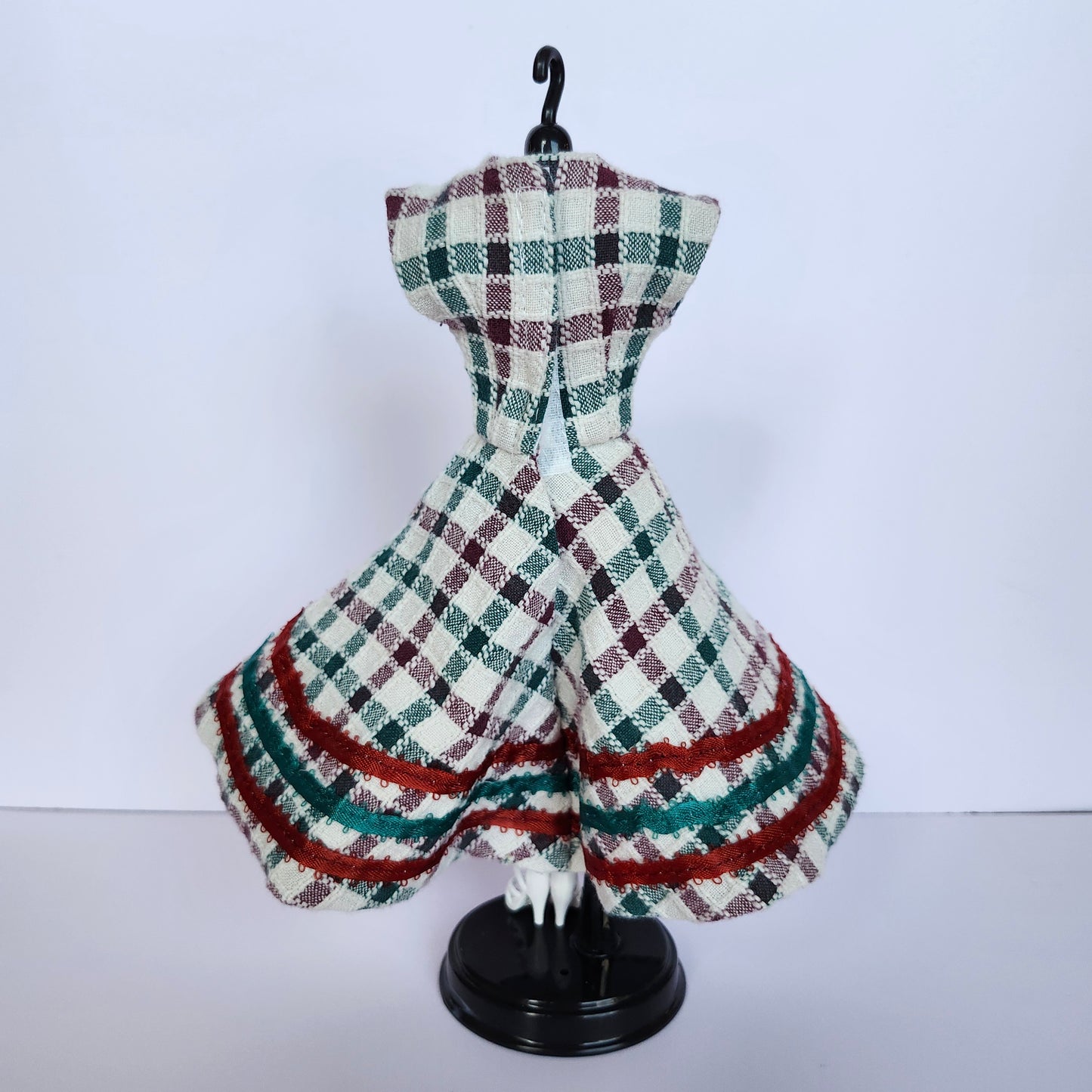 Christmas Plaid and Ribbons Dress for 11 1/2" fashion doll