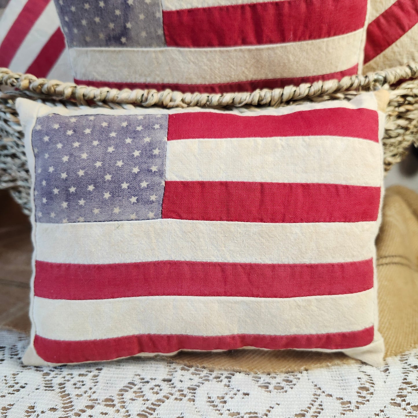 Flag Mini Pillow, shelf tuck, bowl filler