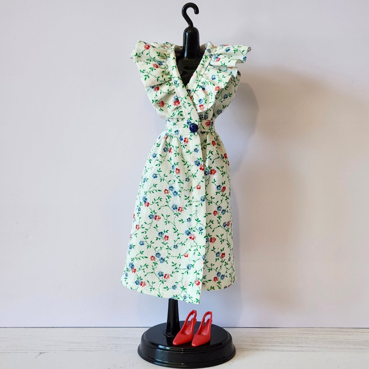Red, White, and Blue Floral Ruffle Wrap Dress for 11 1/2" fashion dolls