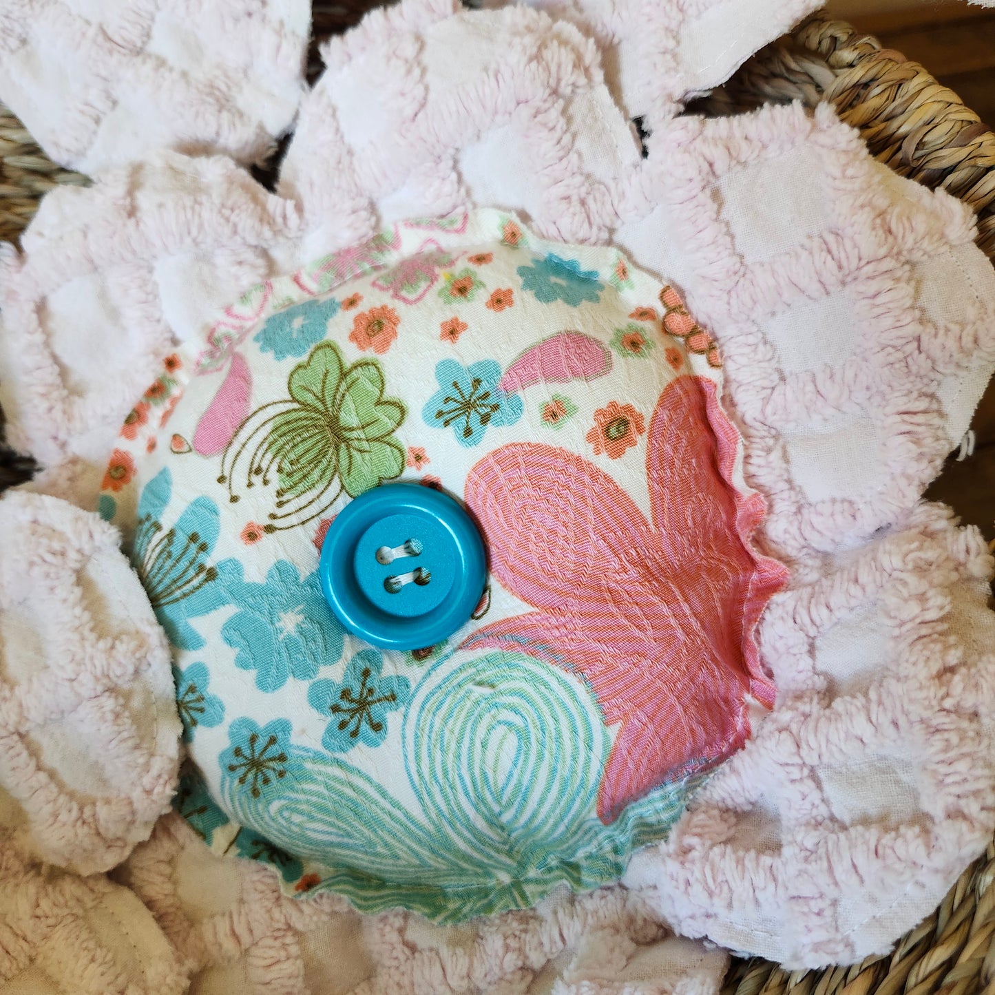 Pink Chenille Fabric Flower