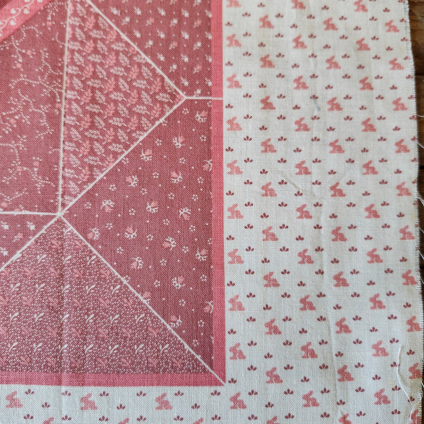Bunny on Pink Background Pillow Cut and Sew Panel