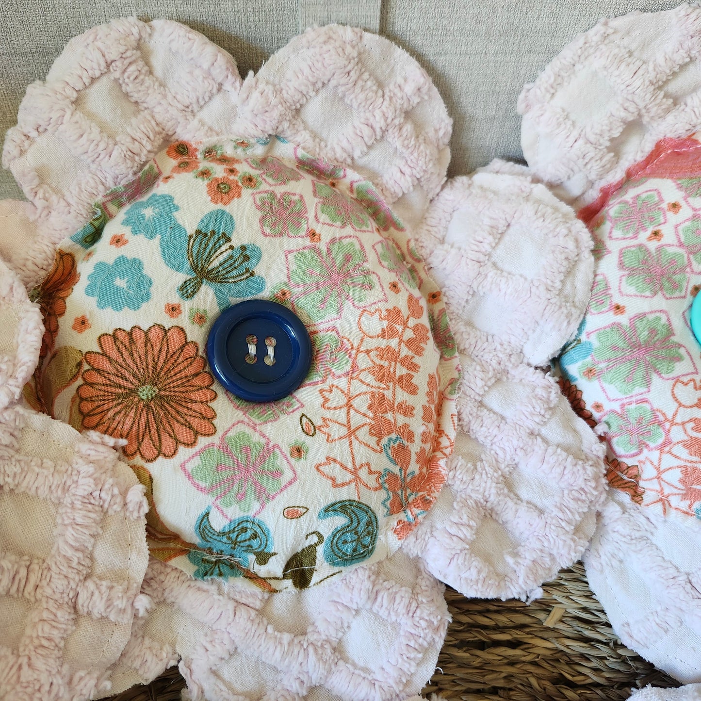 Pink Chenille Fabric Flower