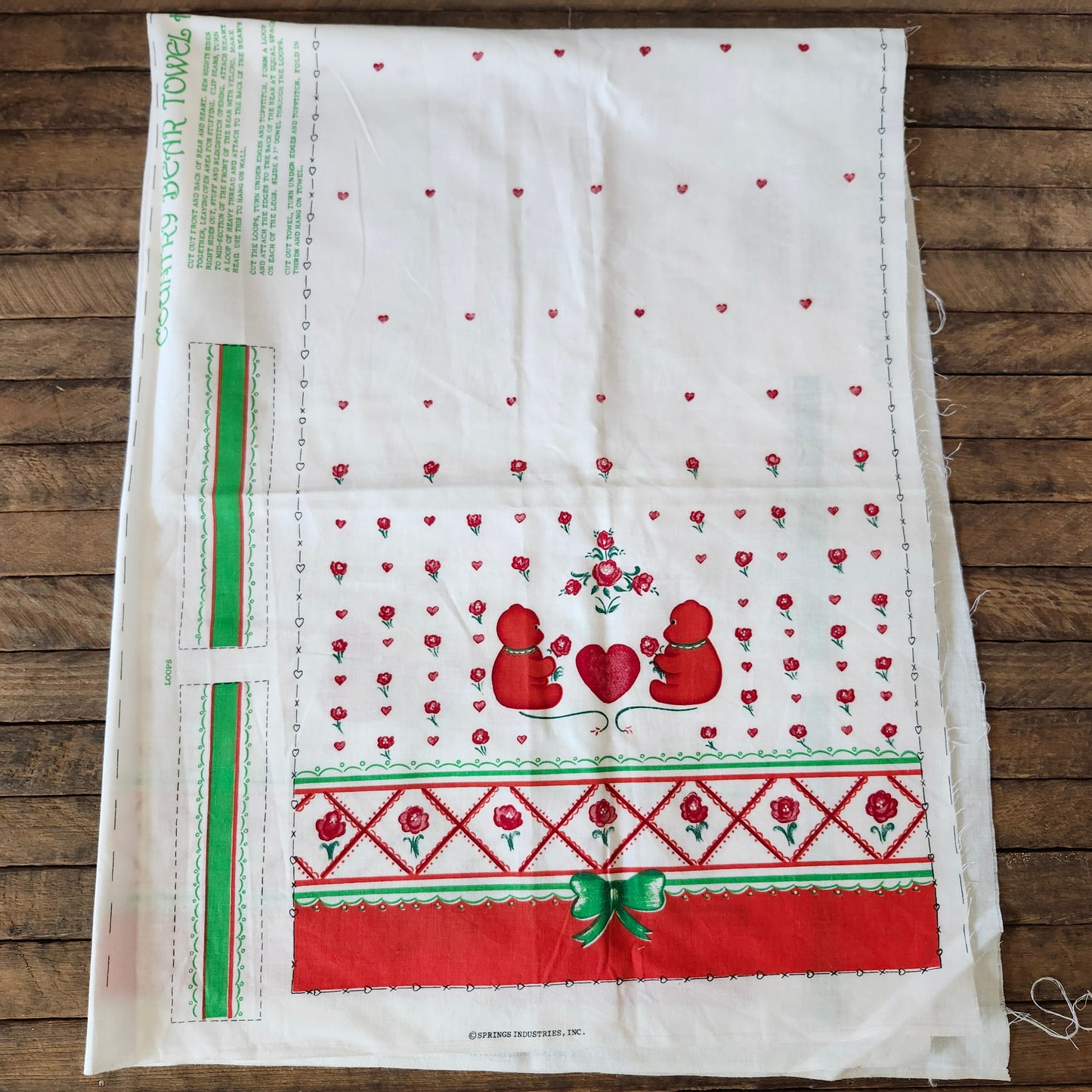 Country Bear Towel Holder Cut and Sew Panel