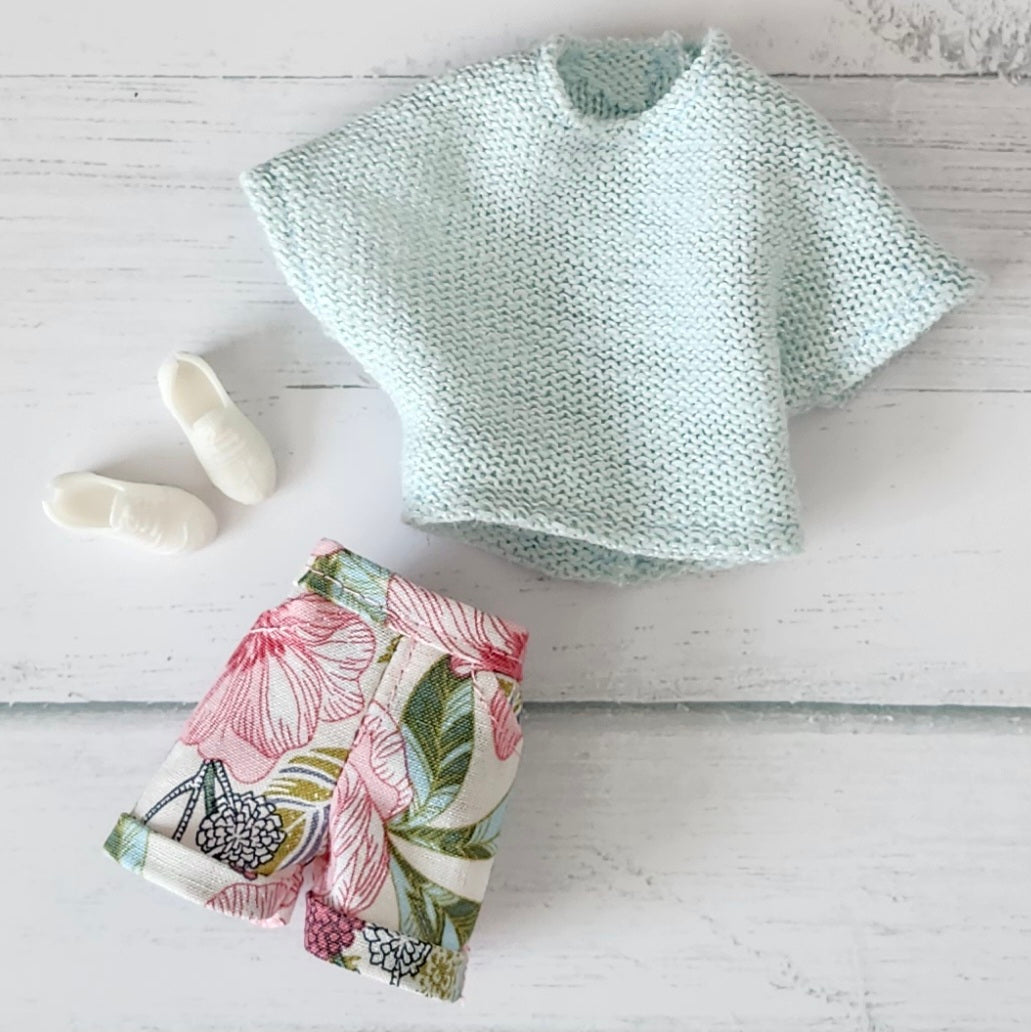 Floral Shorts and Sweater Outfit for 11 1/2" fashion dolls
