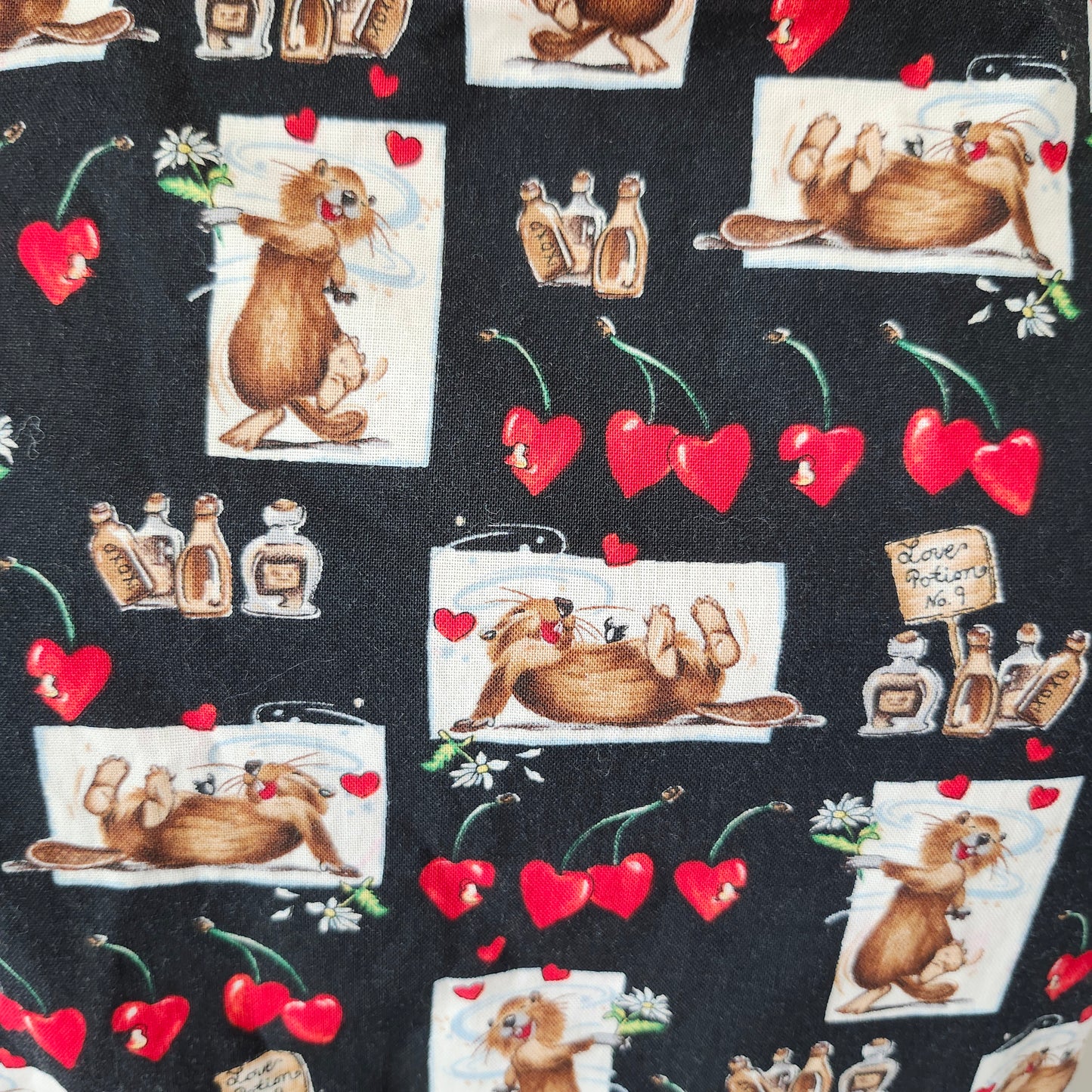 Beavers and Hearts Print Vintage Smock/Cobblers Apron
