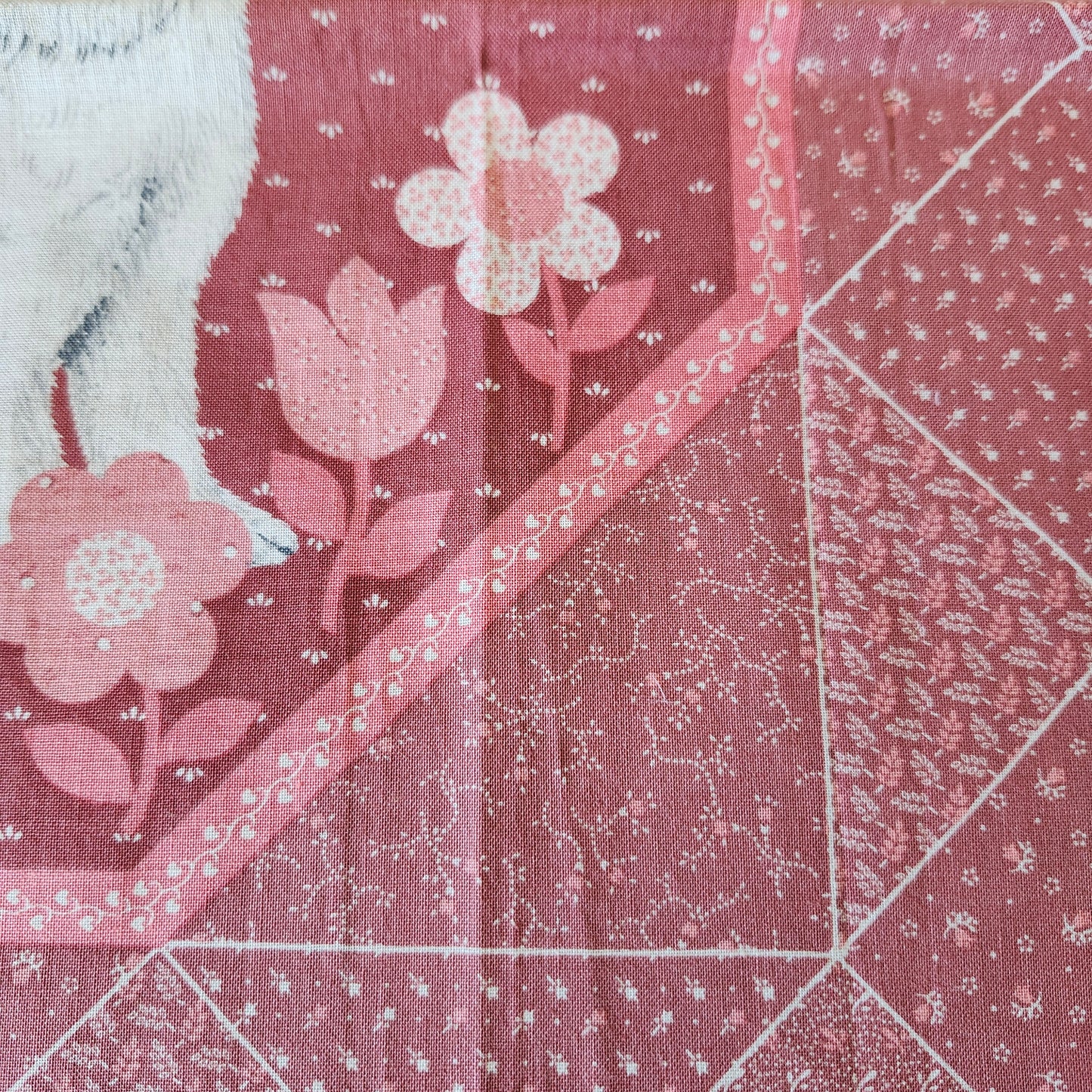 Bunny on Pink Background Pillow Cut and Sew Panel