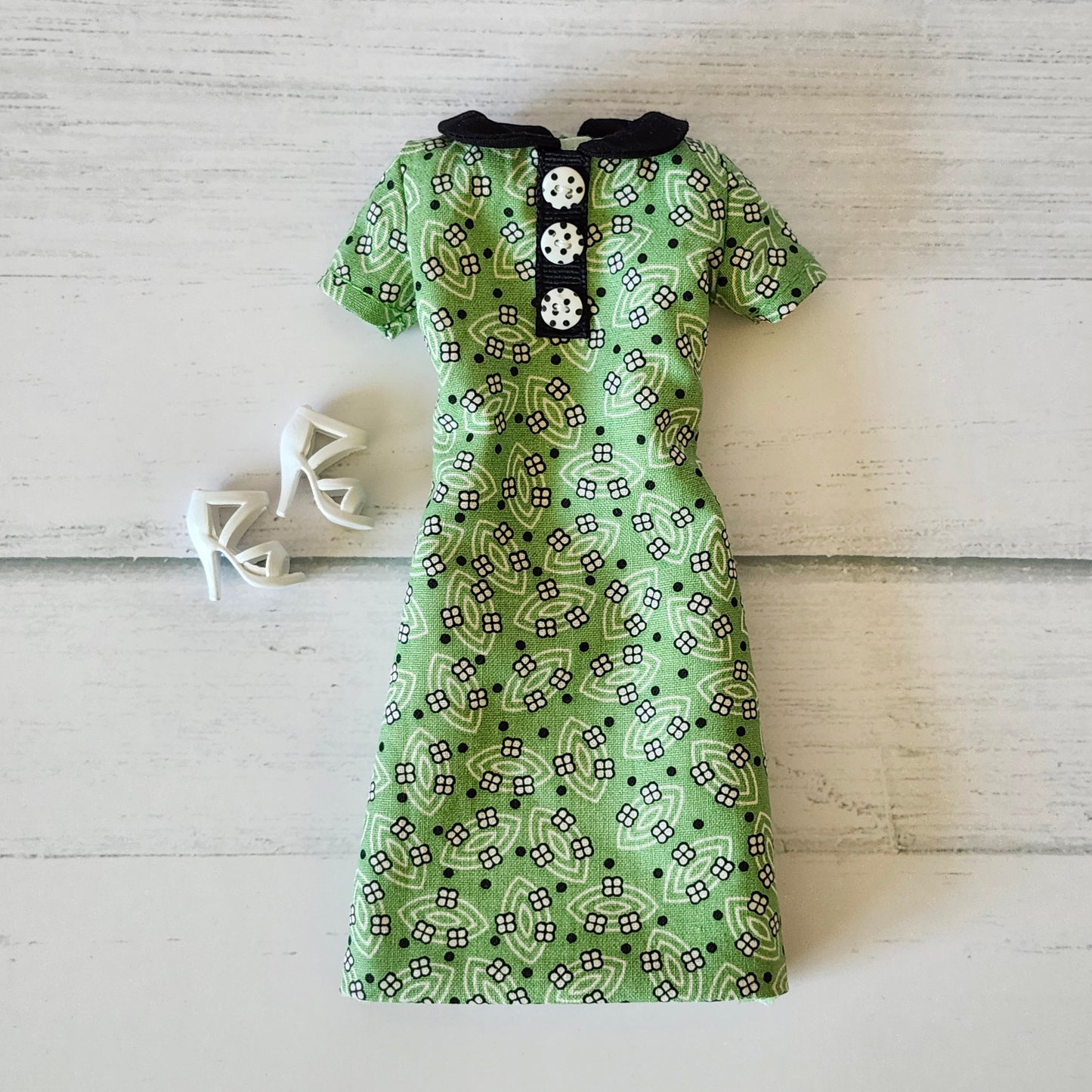 Green Print Dress for 11 1/2" fashion dolls