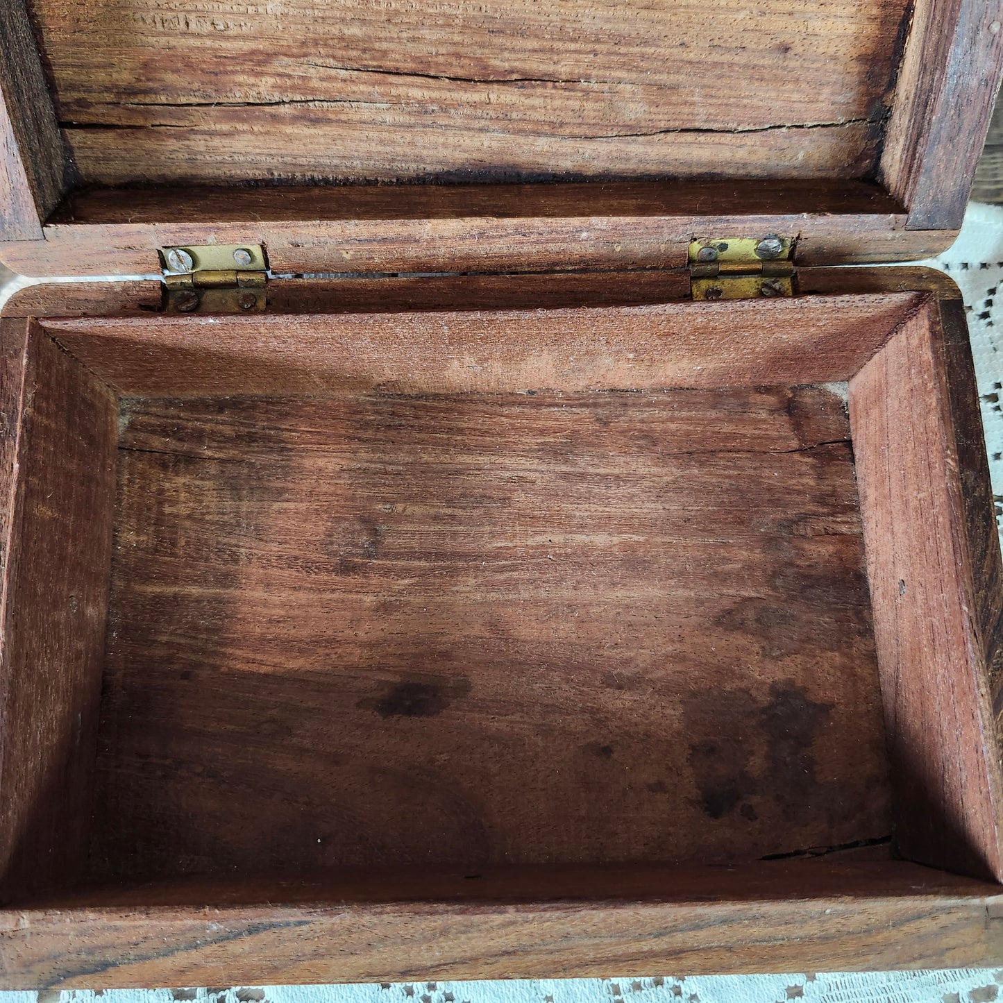 Carved Wood Box with Lid Inlay