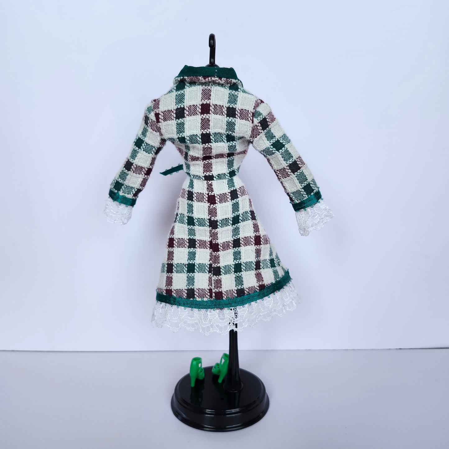 Christmas Plaid and Lace Wrap Dress for 11 1/2" fashion doll