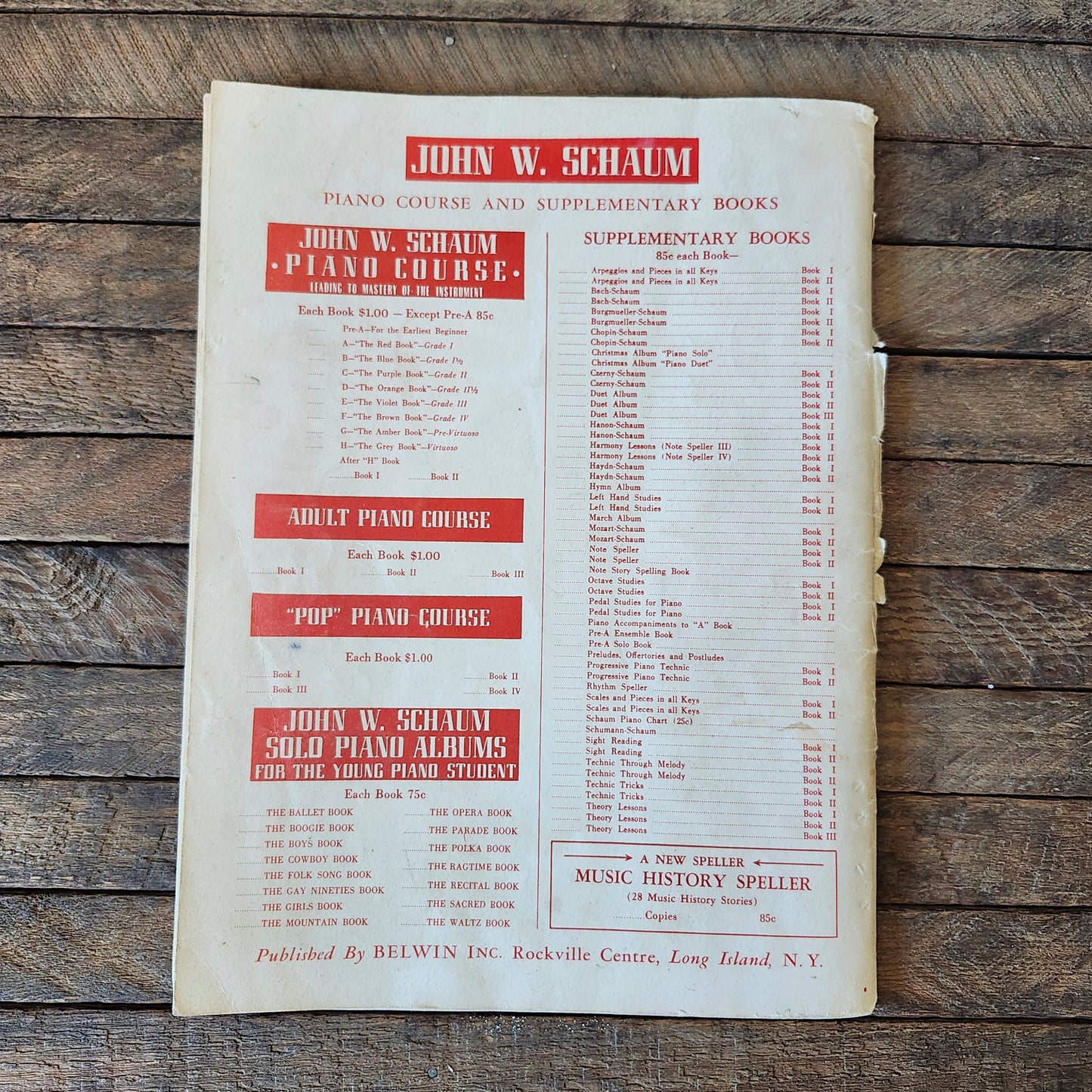 John W. Schaum Piano Course The Red Book 1945