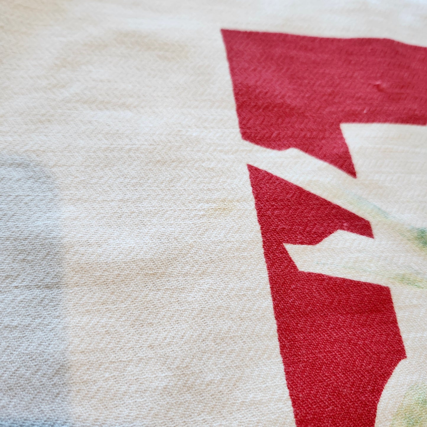 Red Floral Vintage Tablecloth