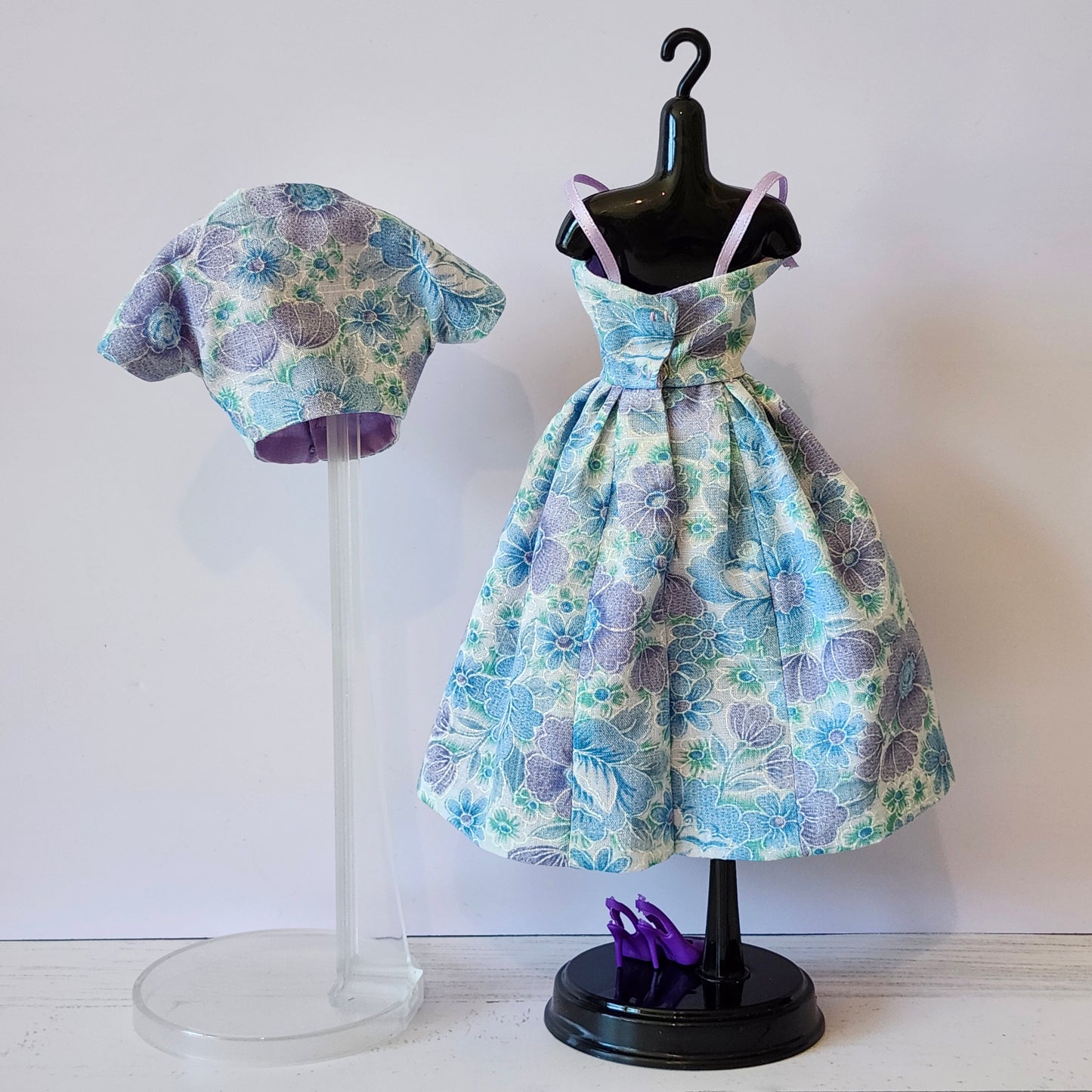 Blue and Purple Floral Party Dress Set for 11 1/2" fashion dolls