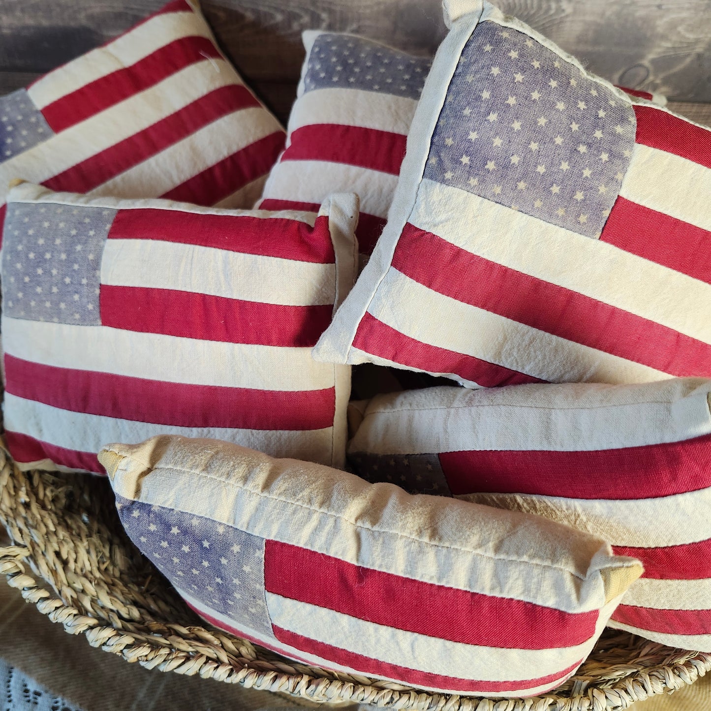 Flag Mini Pillow, shelf tuck, bowl filler