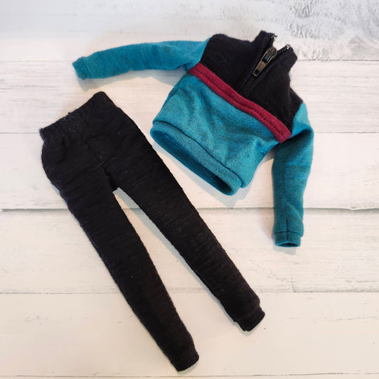 Black and Turquoise Sport Set for 12" male fashion dolls