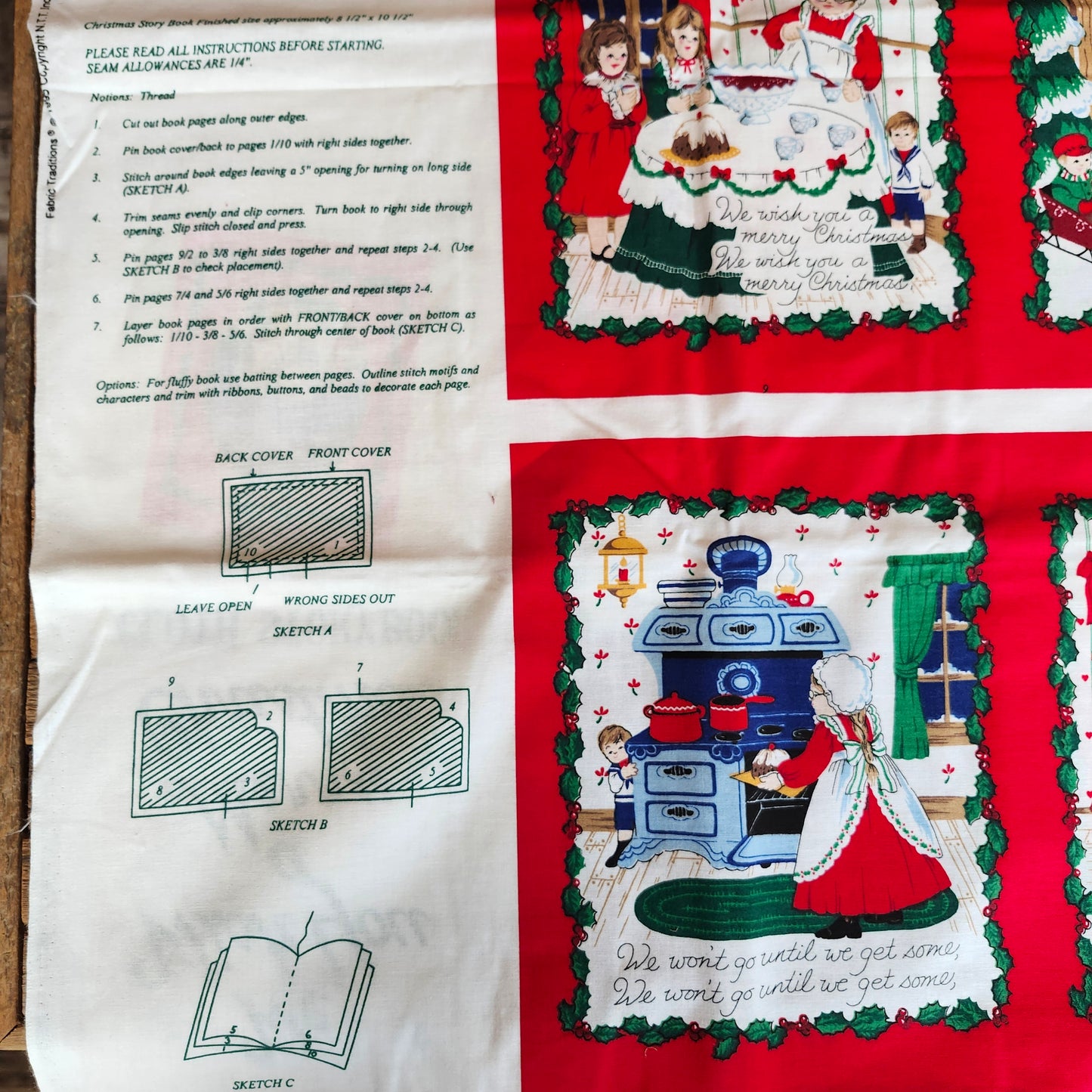 Christmas Book "We Wish you a Merry Christmas" Cut and Sew Panel