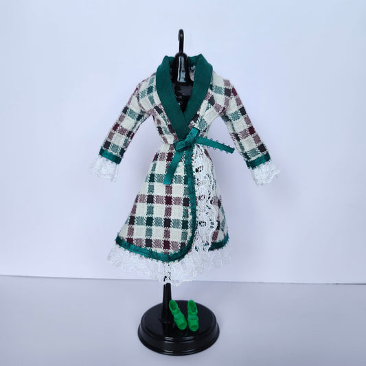 Christmas Plaid and Lace Wrap Dress for 11 1/2" fashion doll