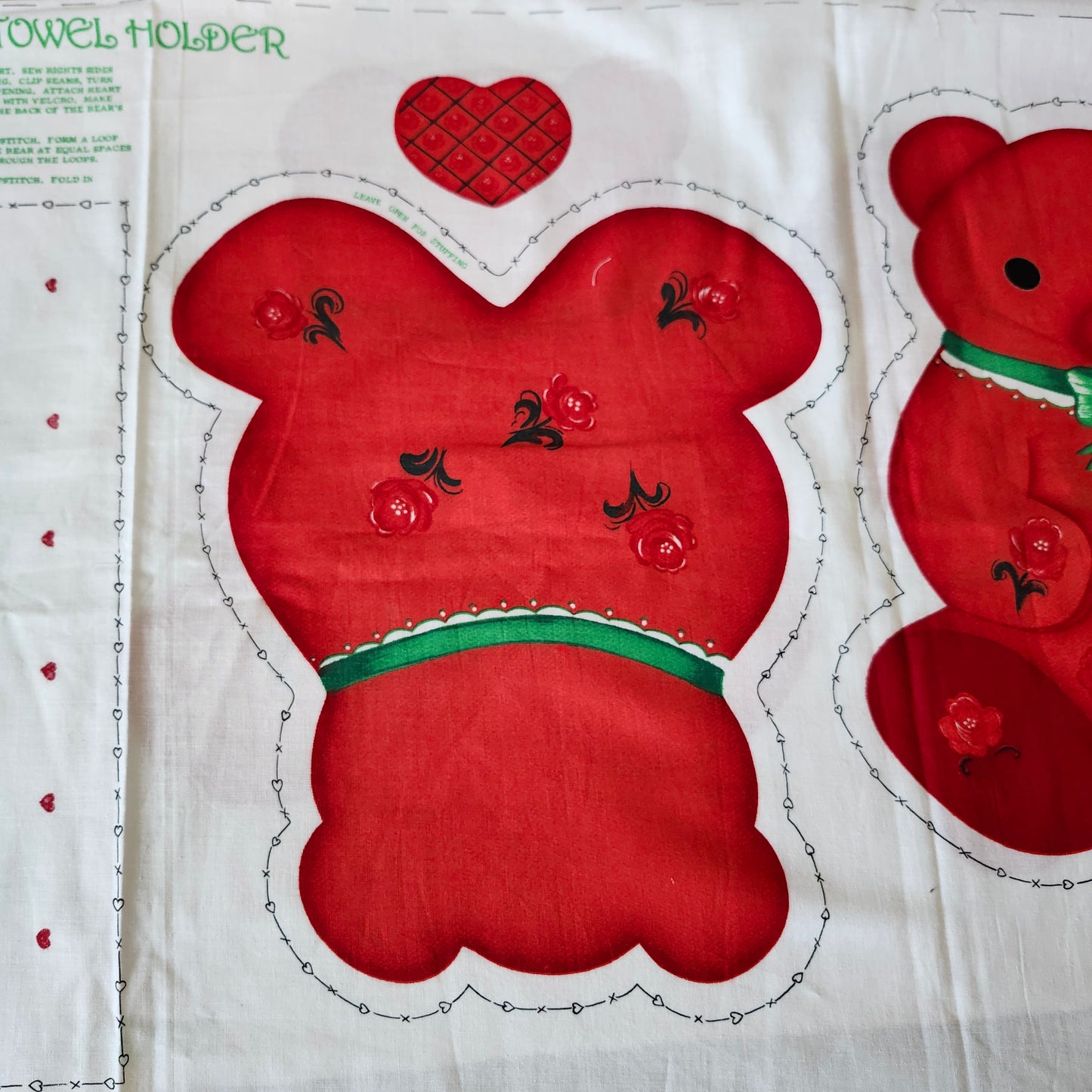 Country Bear Towel Holder Cut and Sew Panel