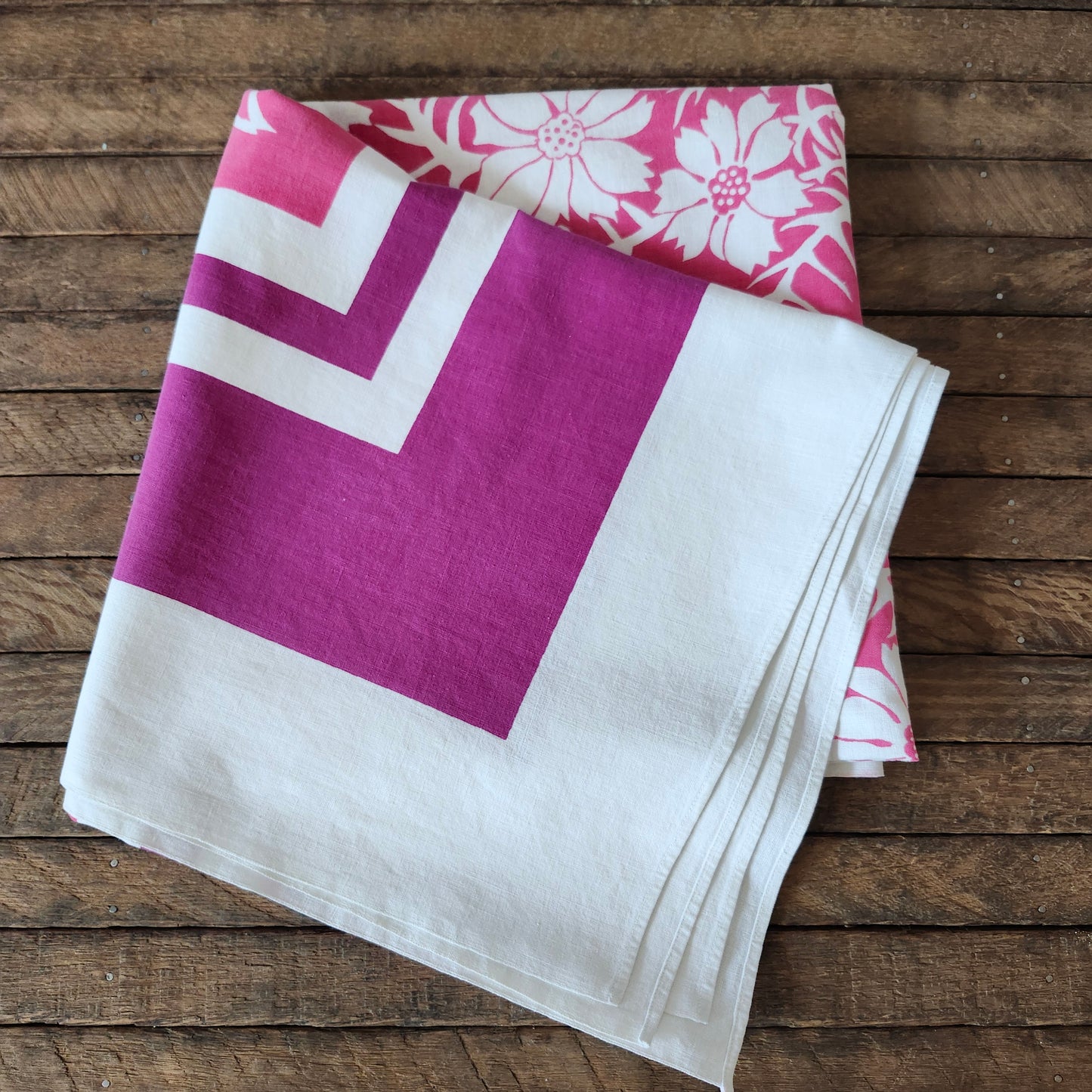 Shades of Pink Floral Vintage Tablecloth