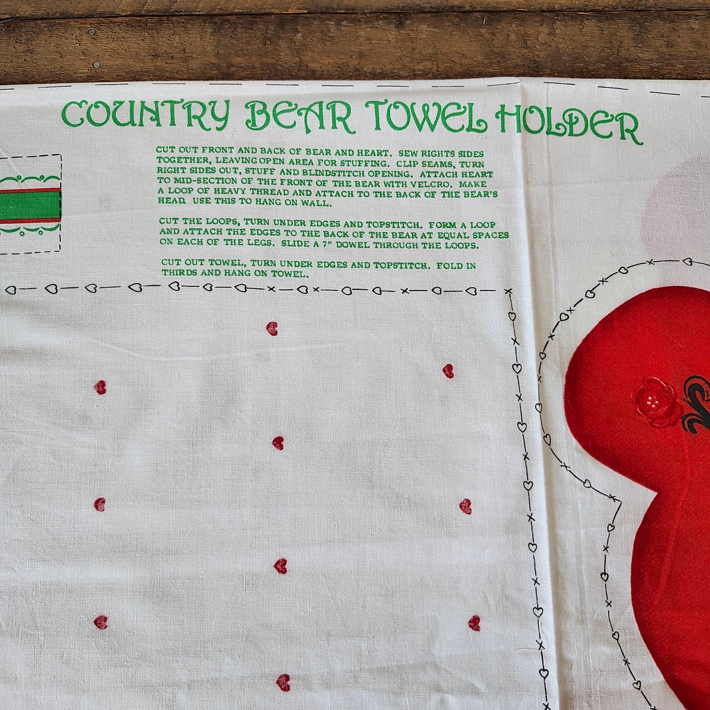 Country Bear Towel Holder Cut and Sew Panel
