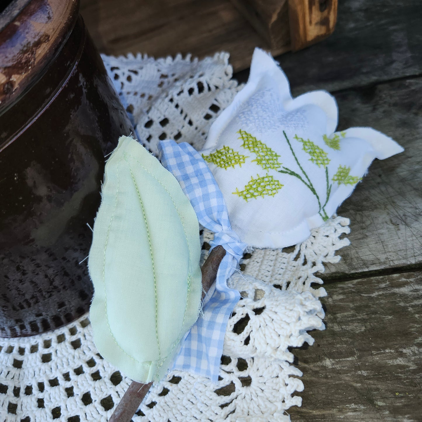 Tulip Flower handmade from vintage linens