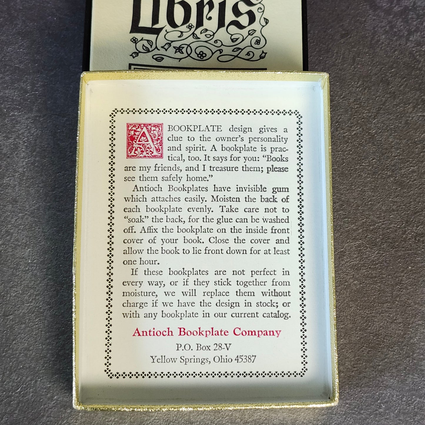 Box of Vintage Bookplates from the Antioch Bookplate Company