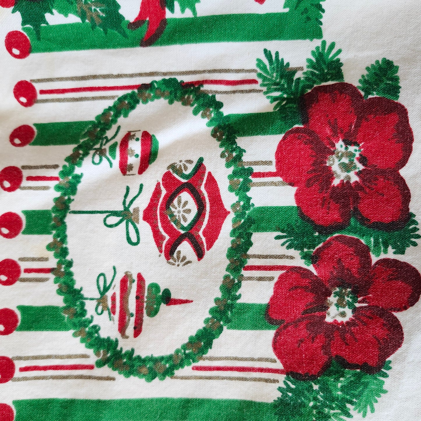 Christmas Wreaths Vintage Tablecloth