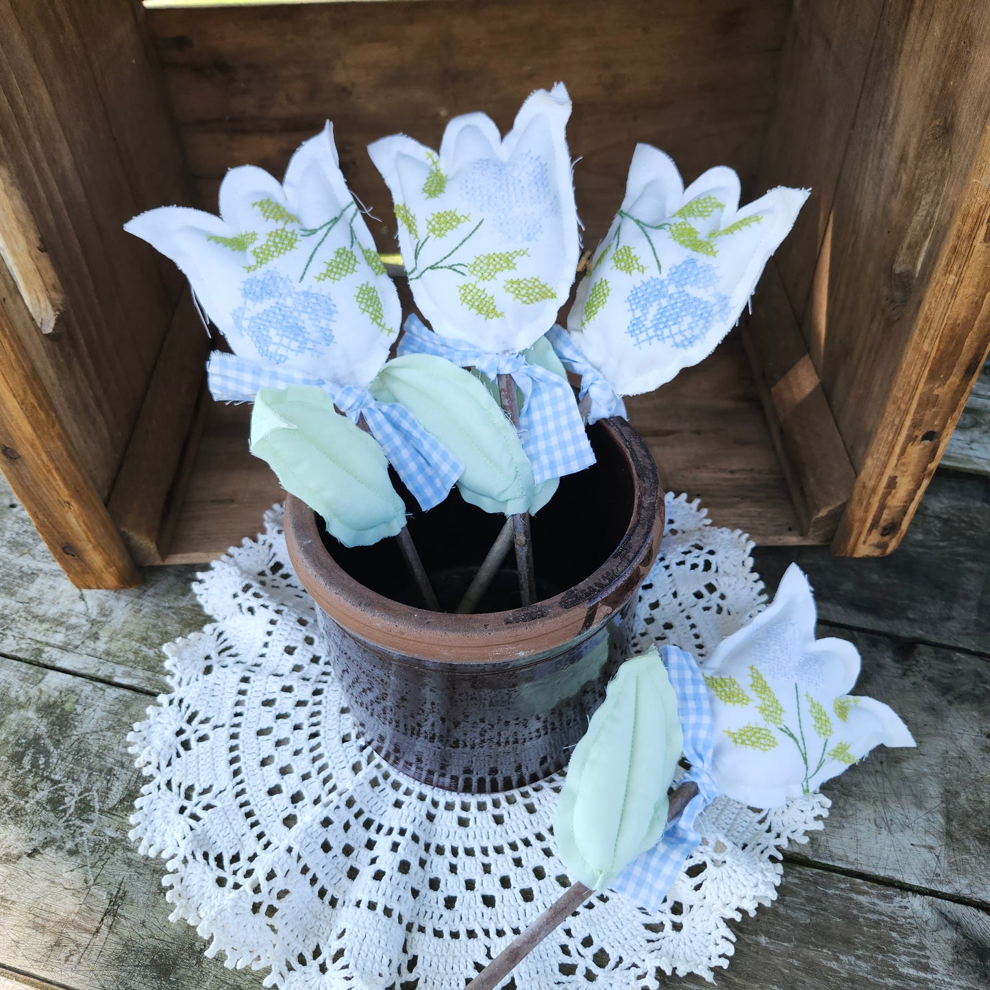 Tulip Flower handmade from vintage linens