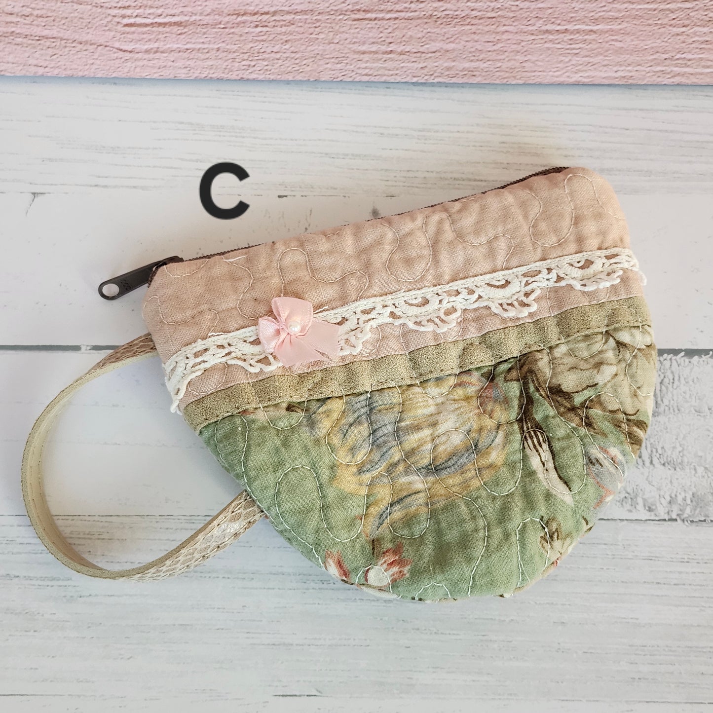 Flowers and Lace Quilted Teacup Pouch