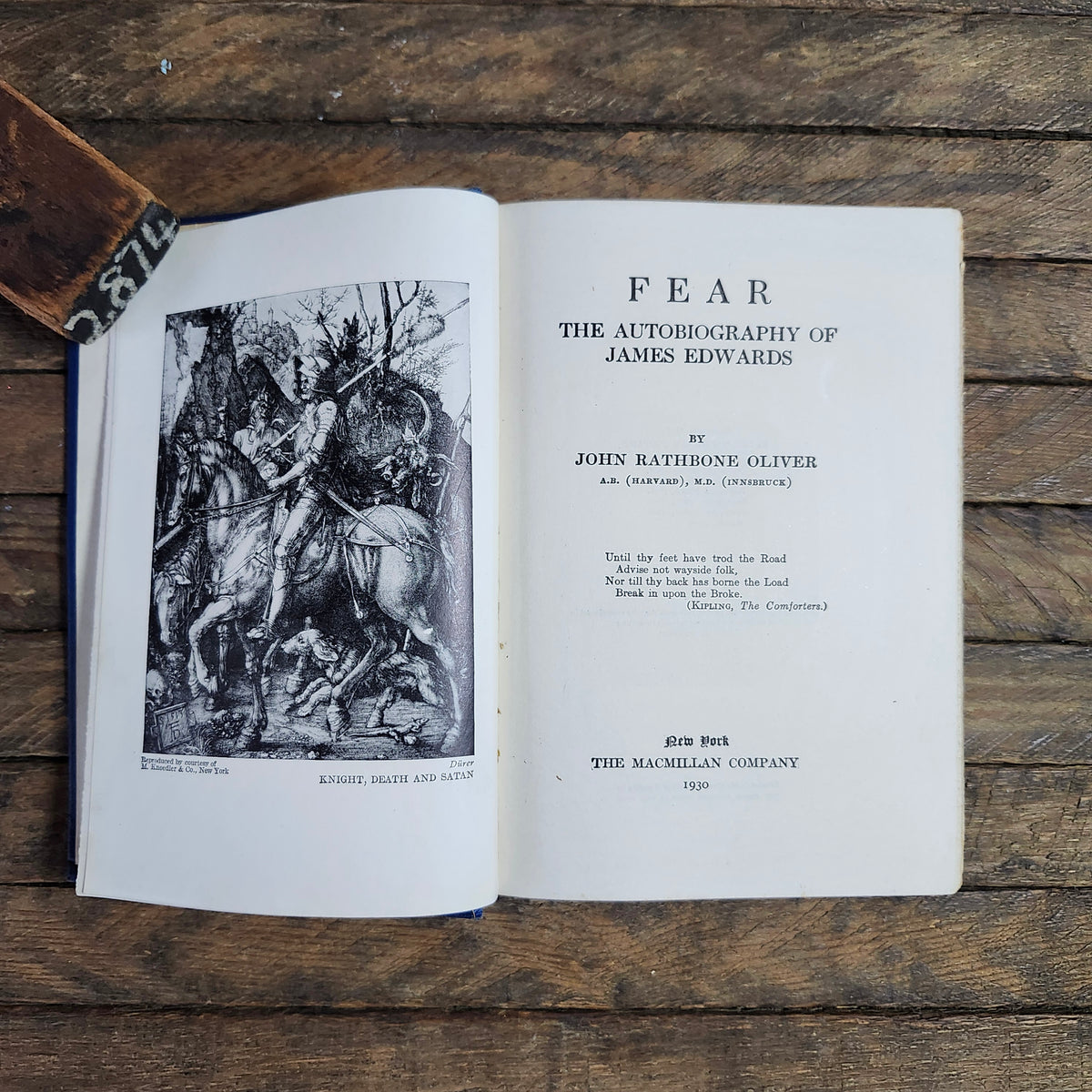 Fear, the Autobiography of James Edwards by John Rathbone Oliver 1930