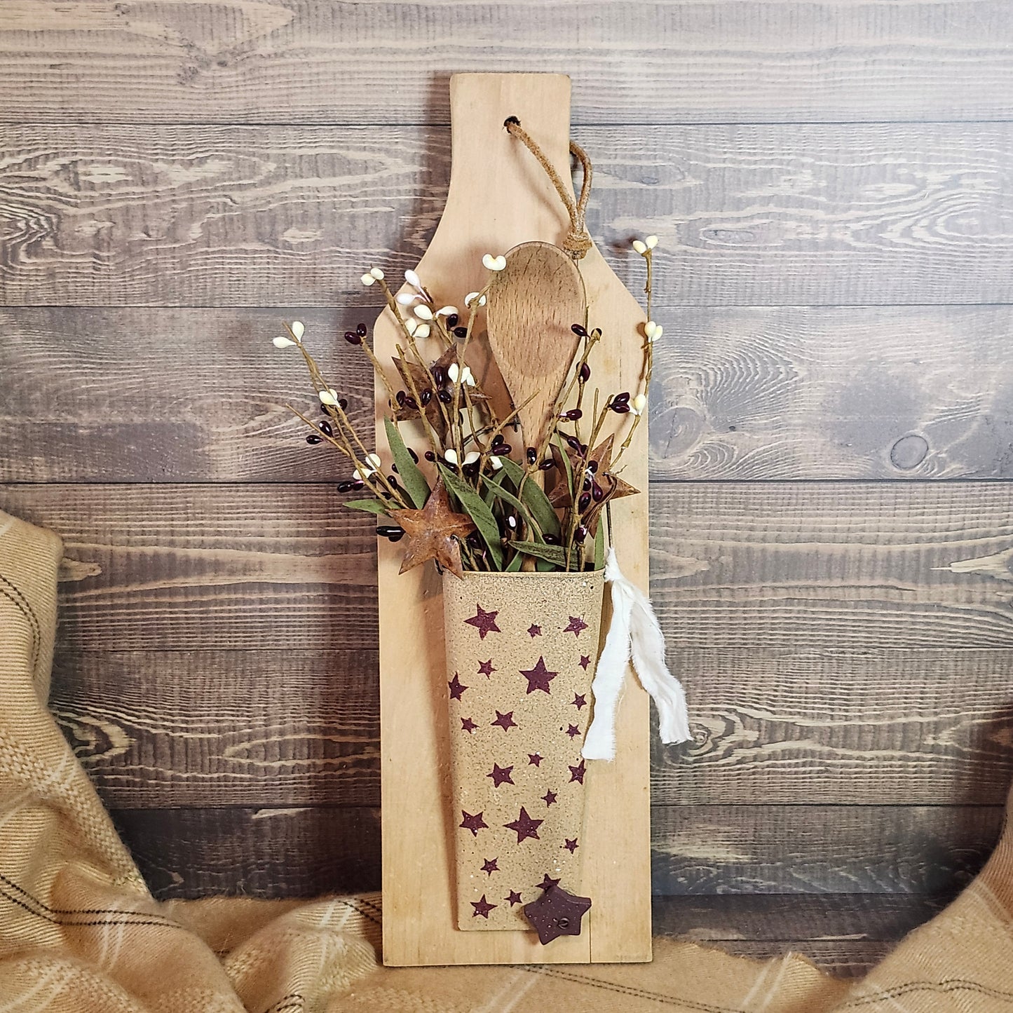 Stars Wall Hanging, Wall Pocket, Cutting Board Decor