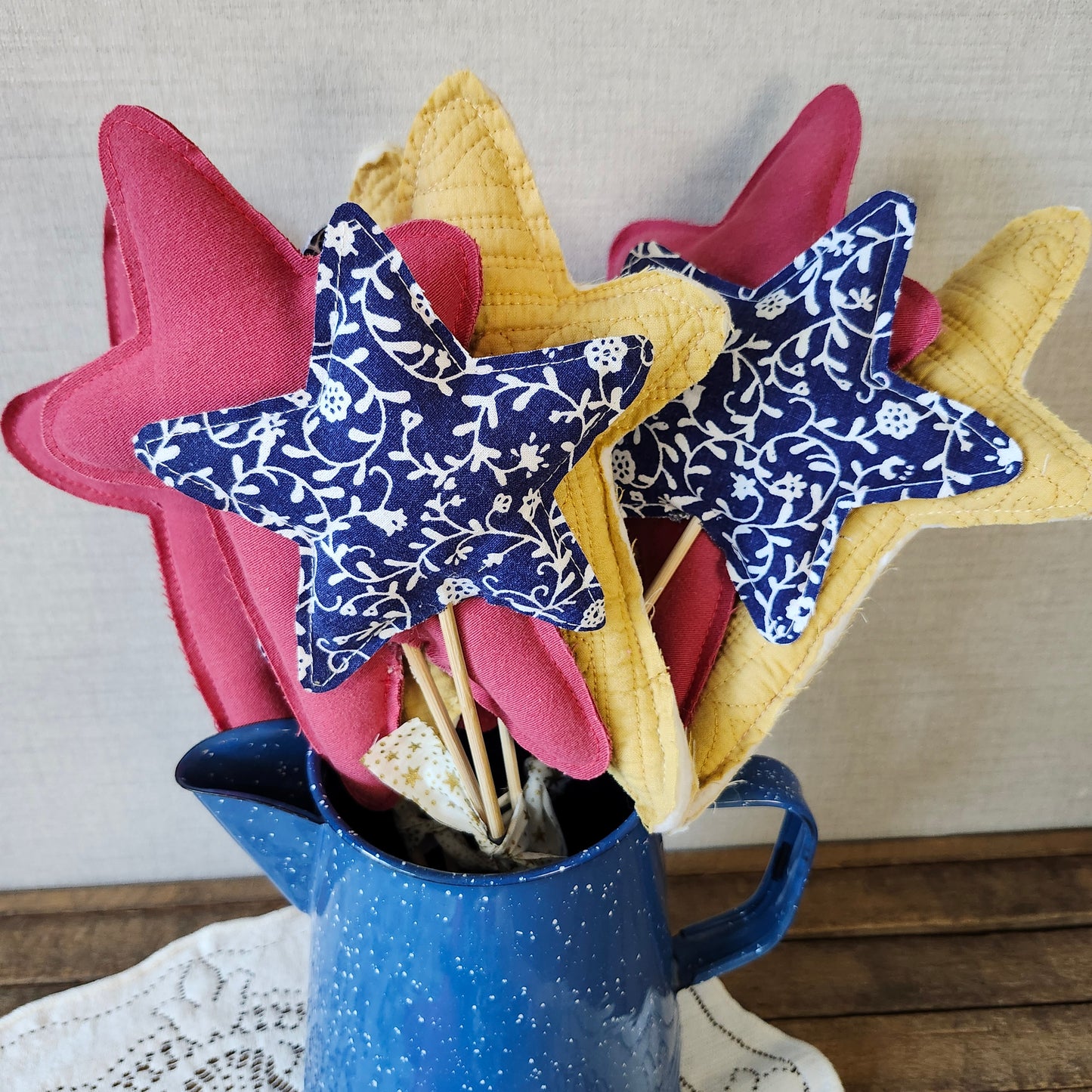 Red, Blue, and Gold Stars, set of 3