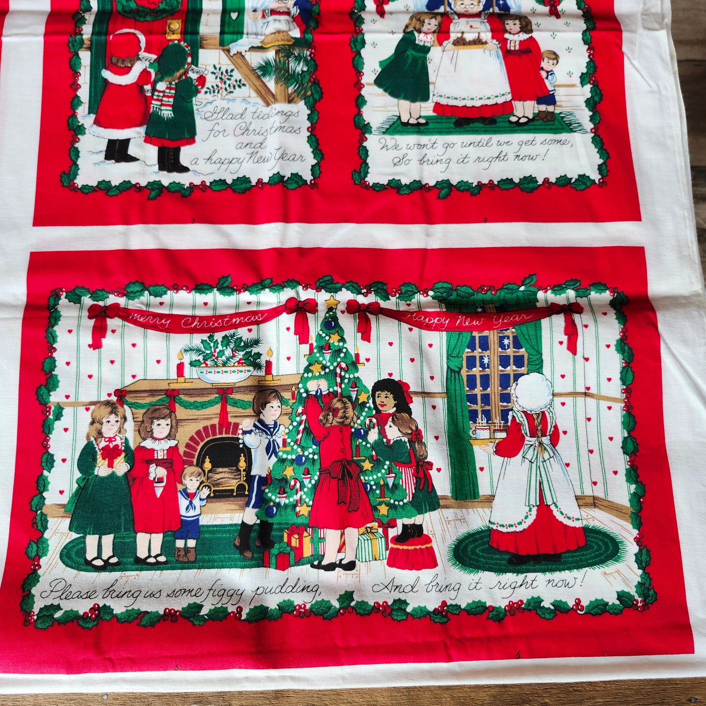 Christmas Book "We Wish you a Merry Christmas" Cut and Sew Panel
