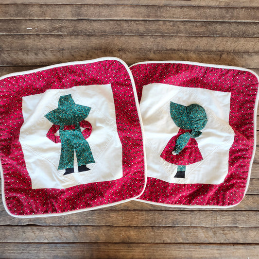 Country Boy and Girl Quilted Pillow Covers