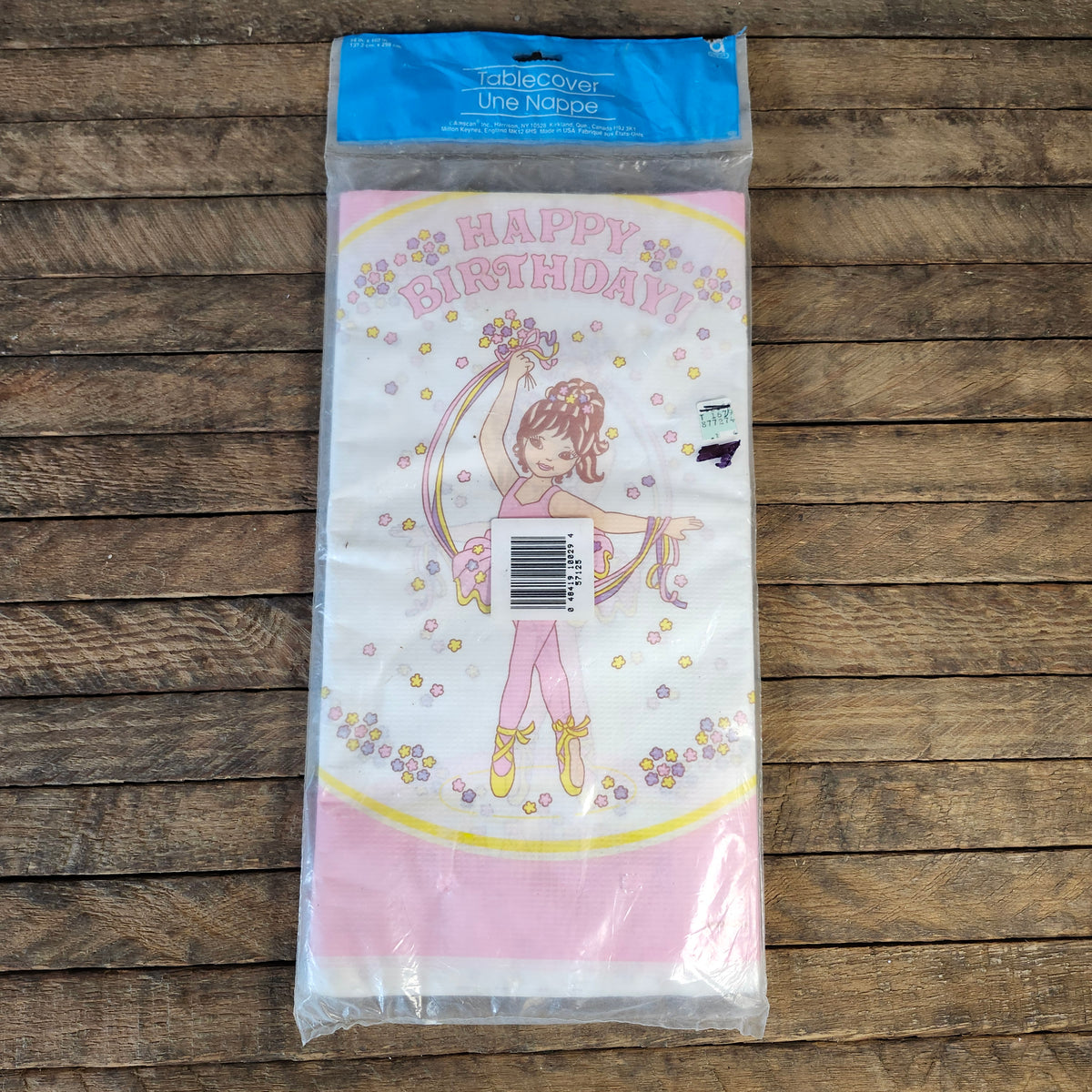 Vintage Happy Birthday Ballerina Girl Table Cover