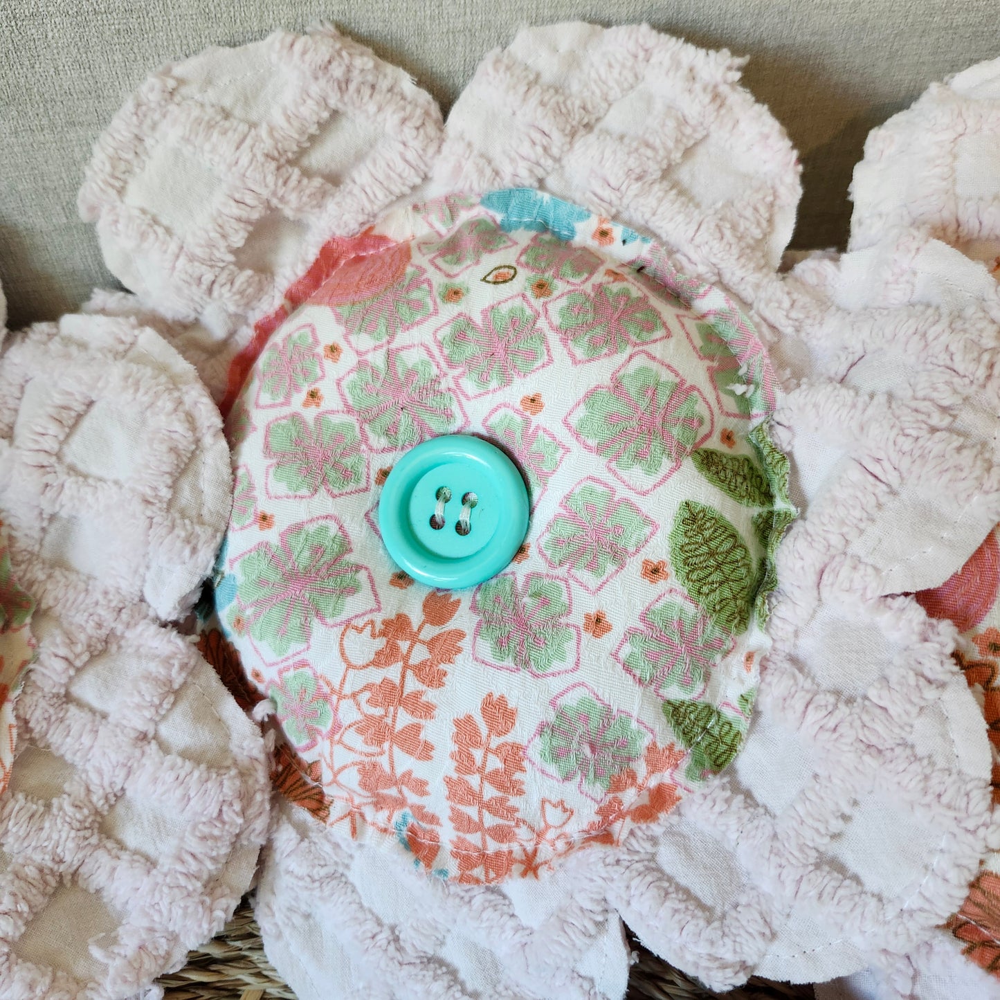 Pink Chenille Fabric Flower