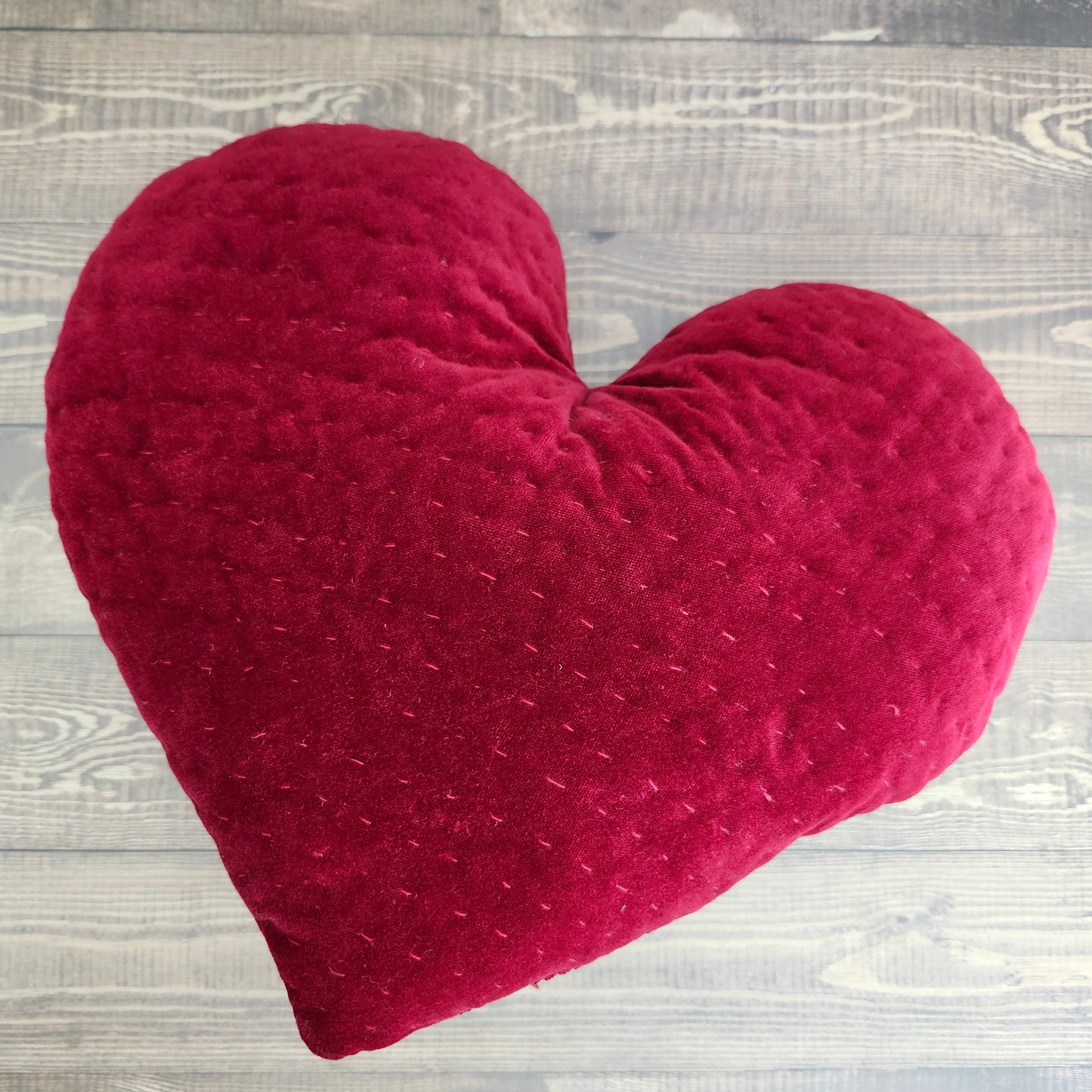 Red Velvet Quilted Heart Pillow