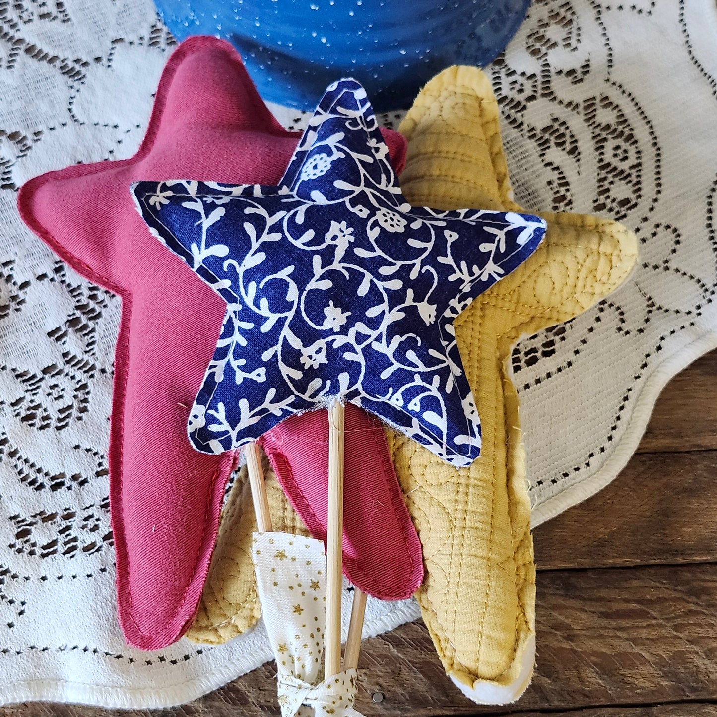 Red, Blue, and Gold Stars, set of 3