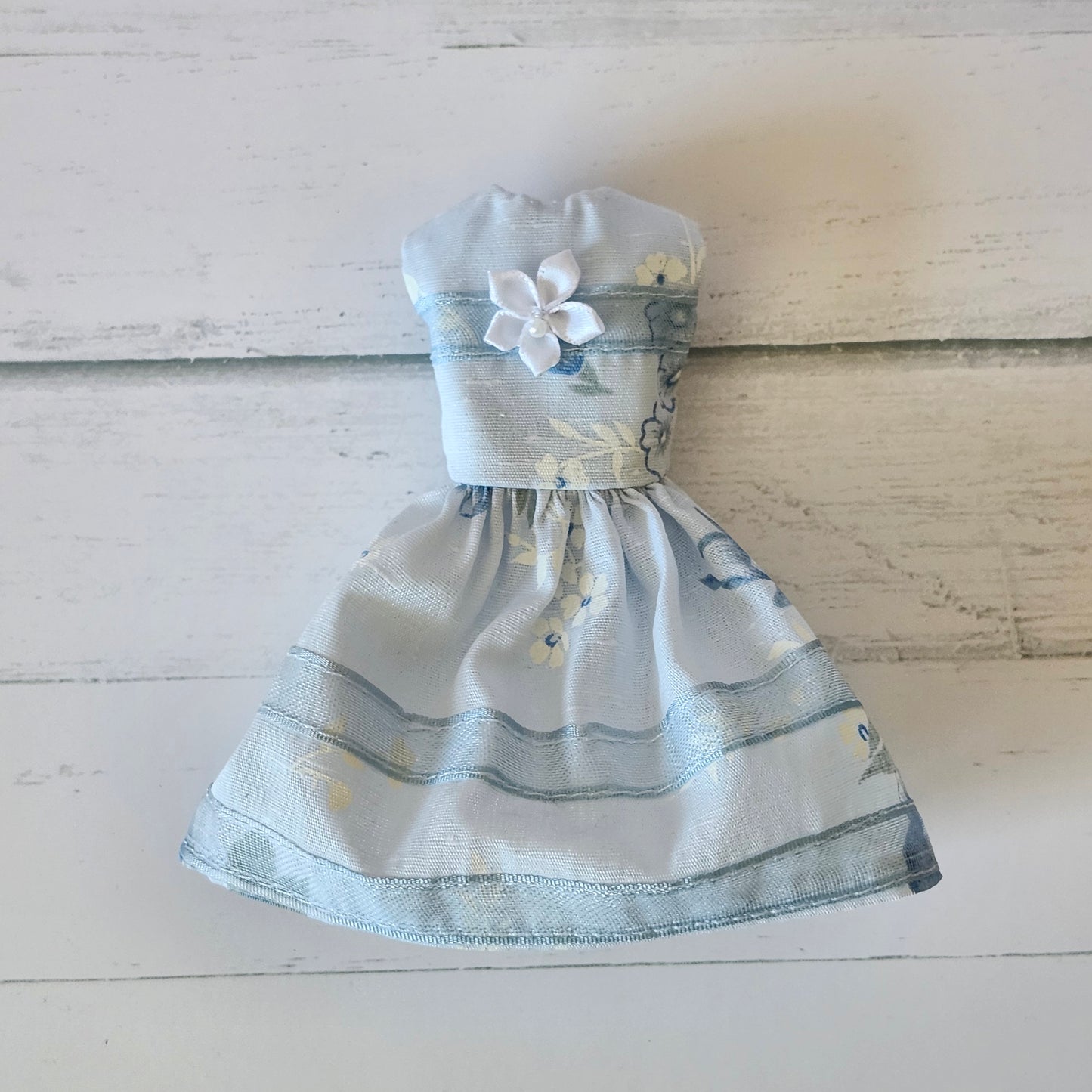 Blue Floral Dress for 9" fashion dolls