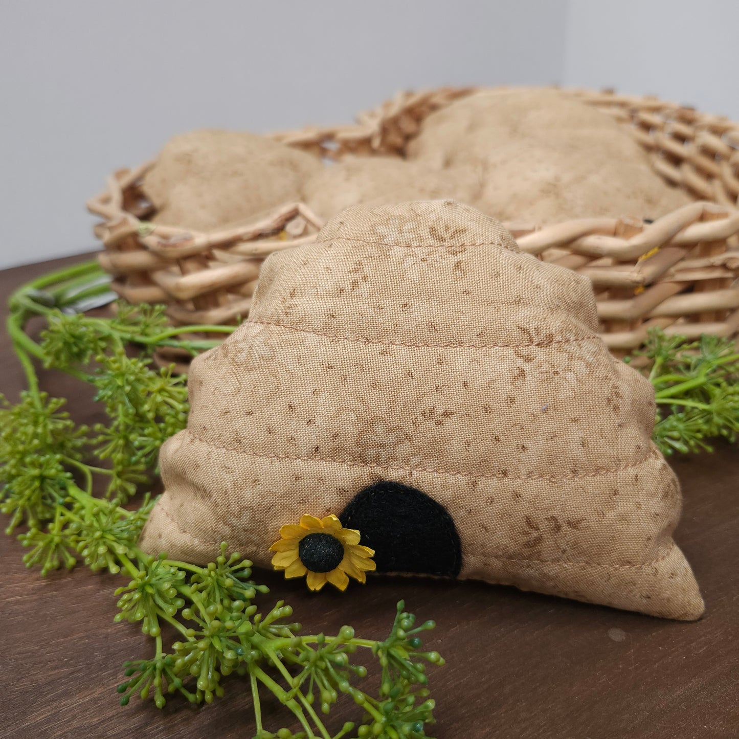 Bee Skep Bowl Filler, Bee Hive Ornament, Shelf Tuck