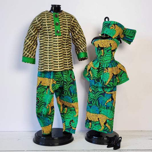 His and Hers Cheetah Print Outfits for 11 1/2" and 12" fashion dolls