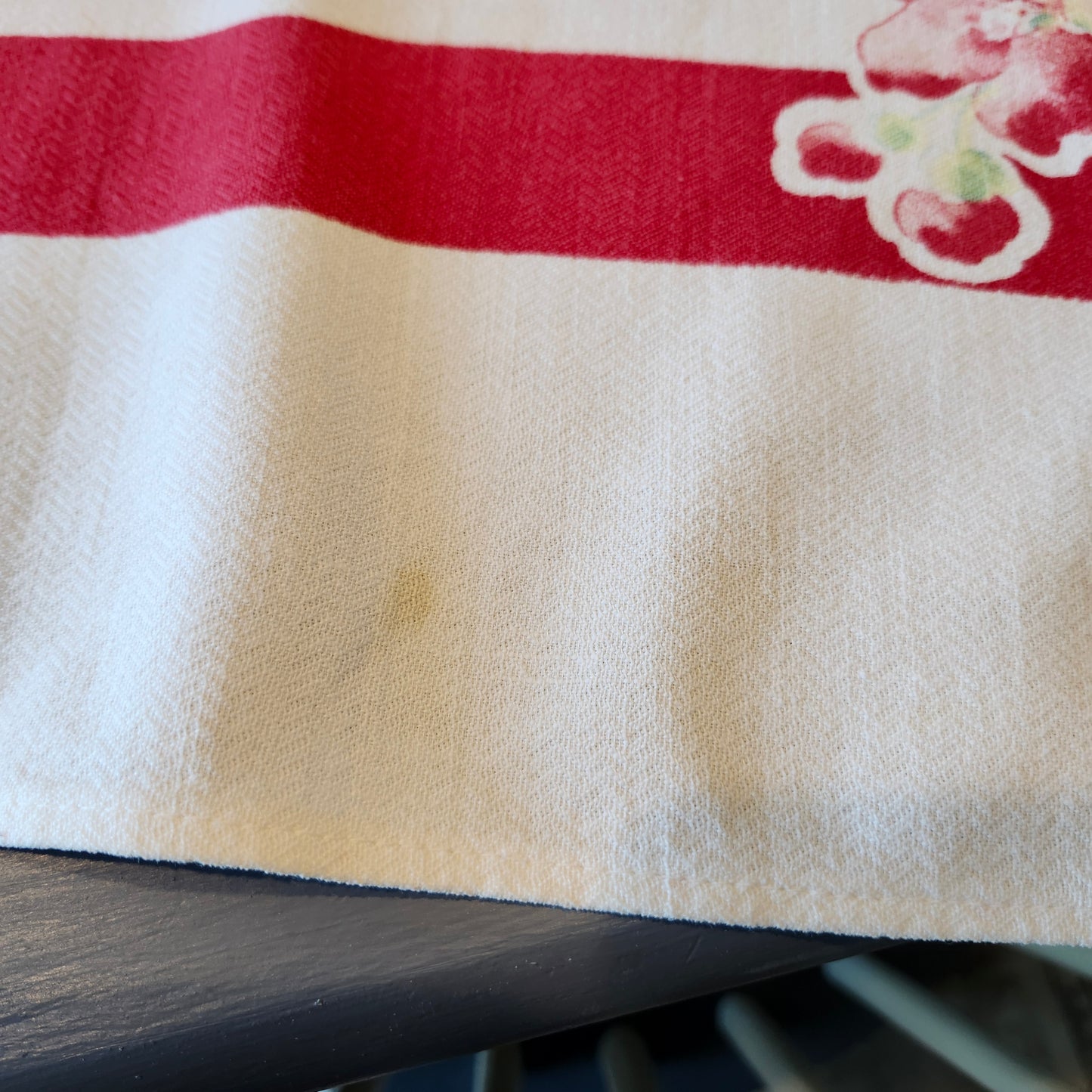 Red Floral Vintage Tablecloth