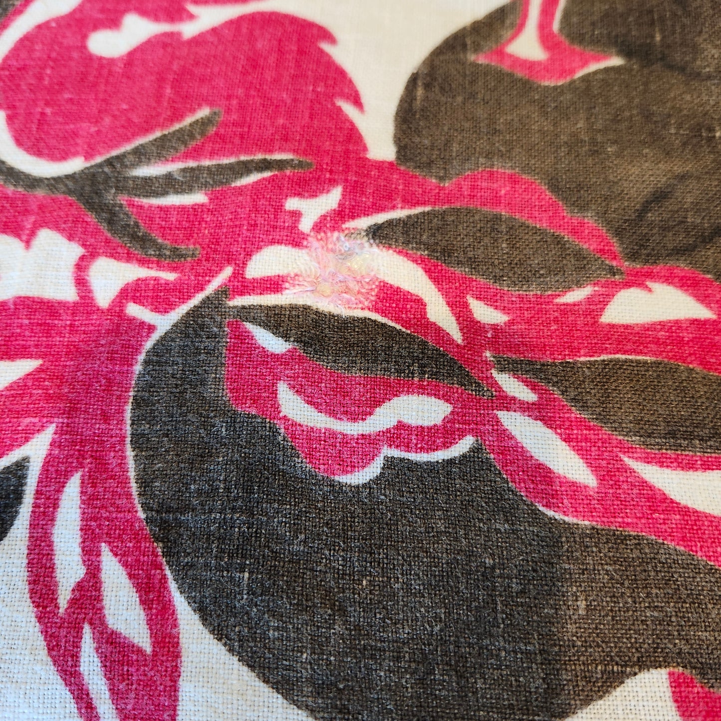 Pink and Brown Floral Design Vintage Tablecloth