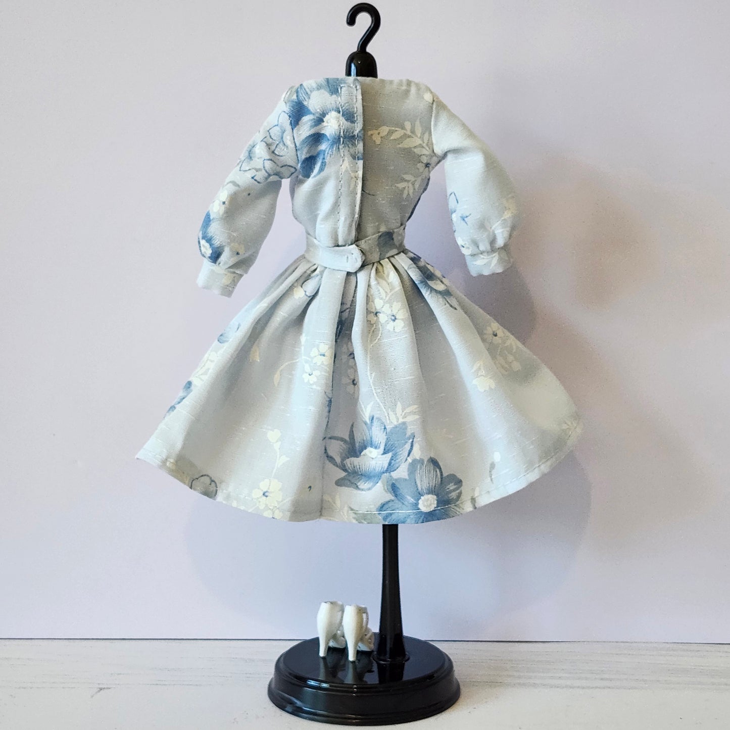 Blue Flowered Scoop Neck Dress for 11 1/2" fashion dolls
