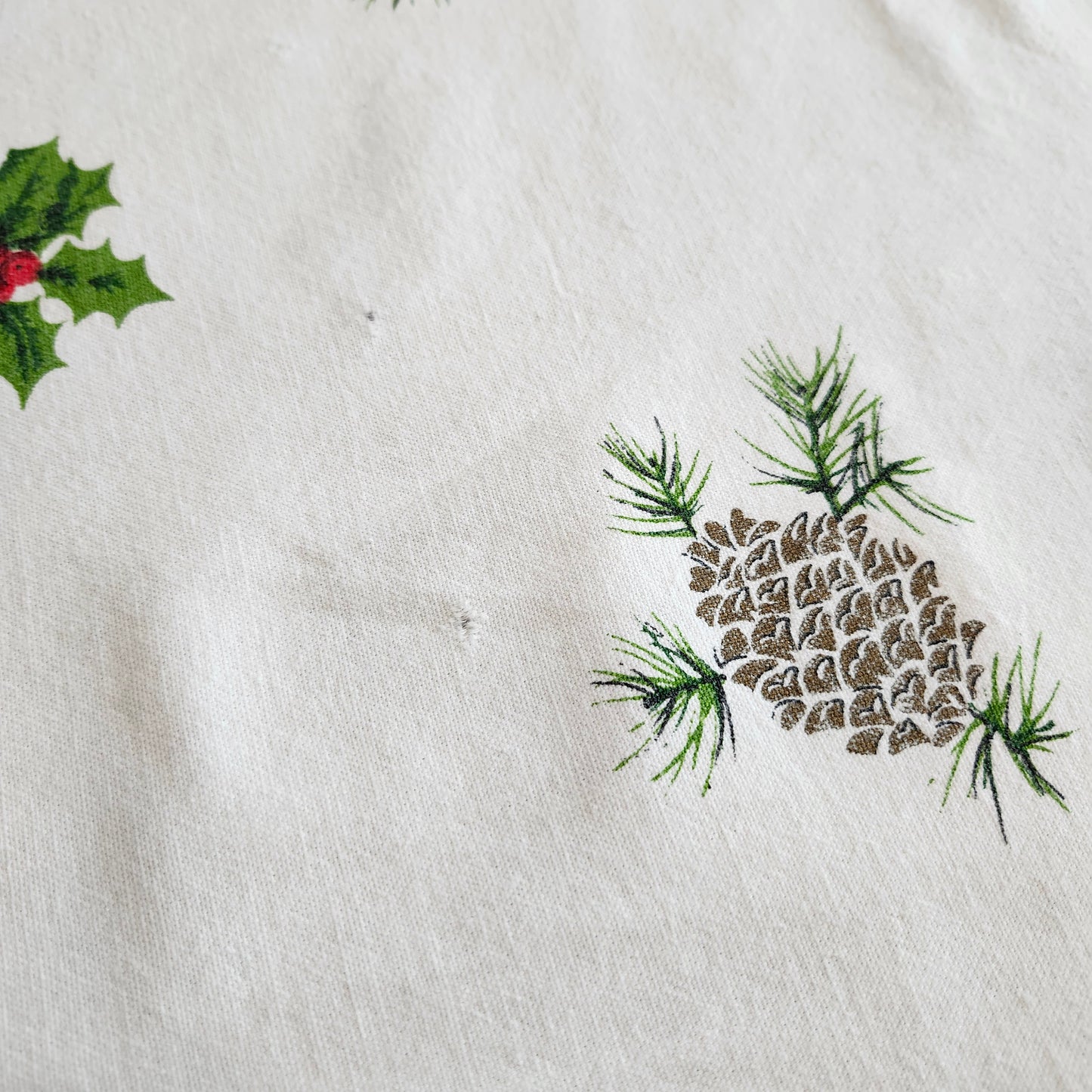 Poinsettias and Bells Vintage Christmas Tablecloth