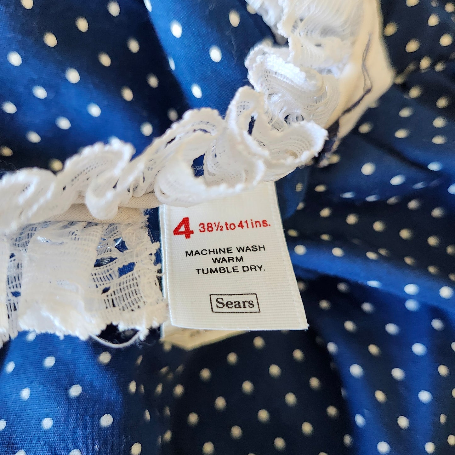 Blue Polka Dot Vintage 1980s Sears Dress for Girl size 4